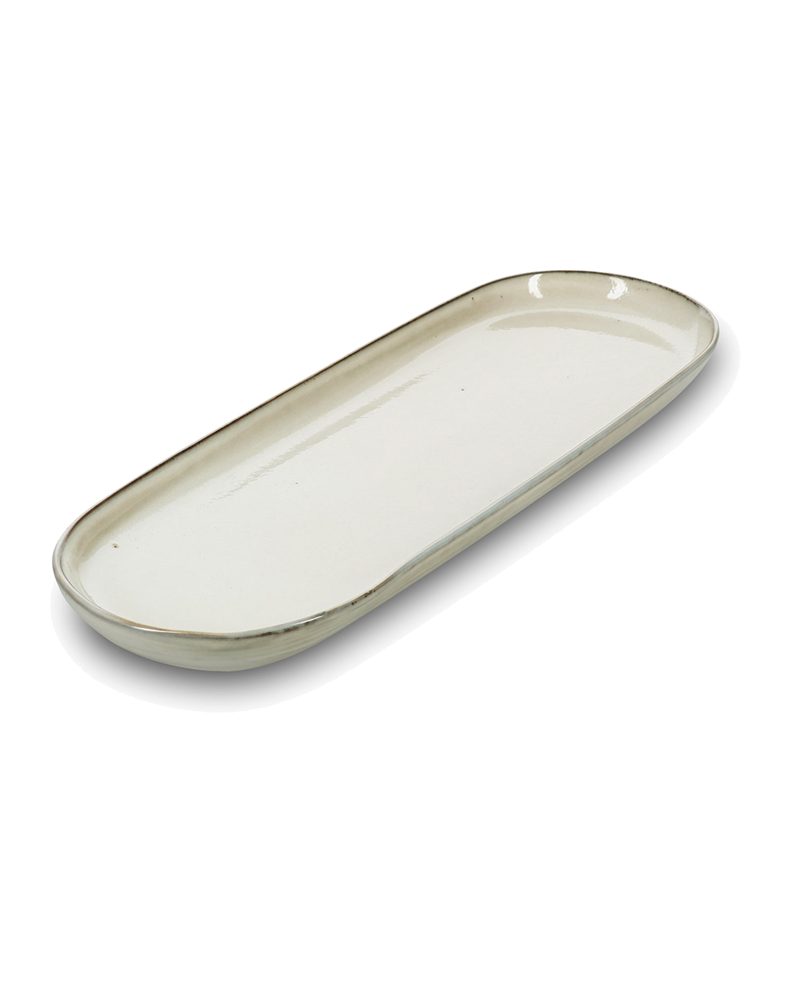 Meridian Servierschale aus Steinzeug, Elfenbein, 38,5 × 14 cm, H 2,5 cm, Ansicht 3