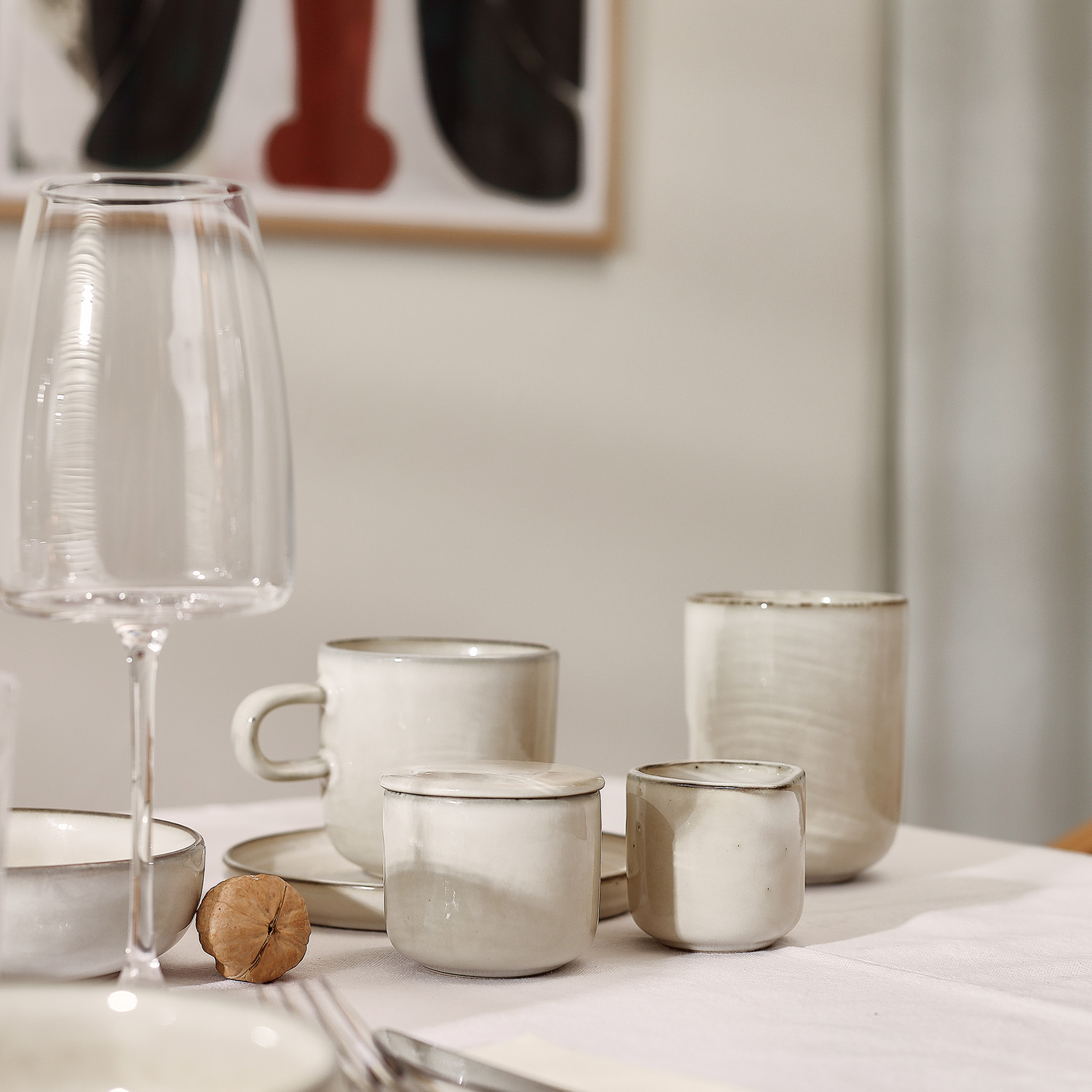 Meridian Tasse aus Steinzeug, Elfenbein, 240 ml, Ansicht 4
