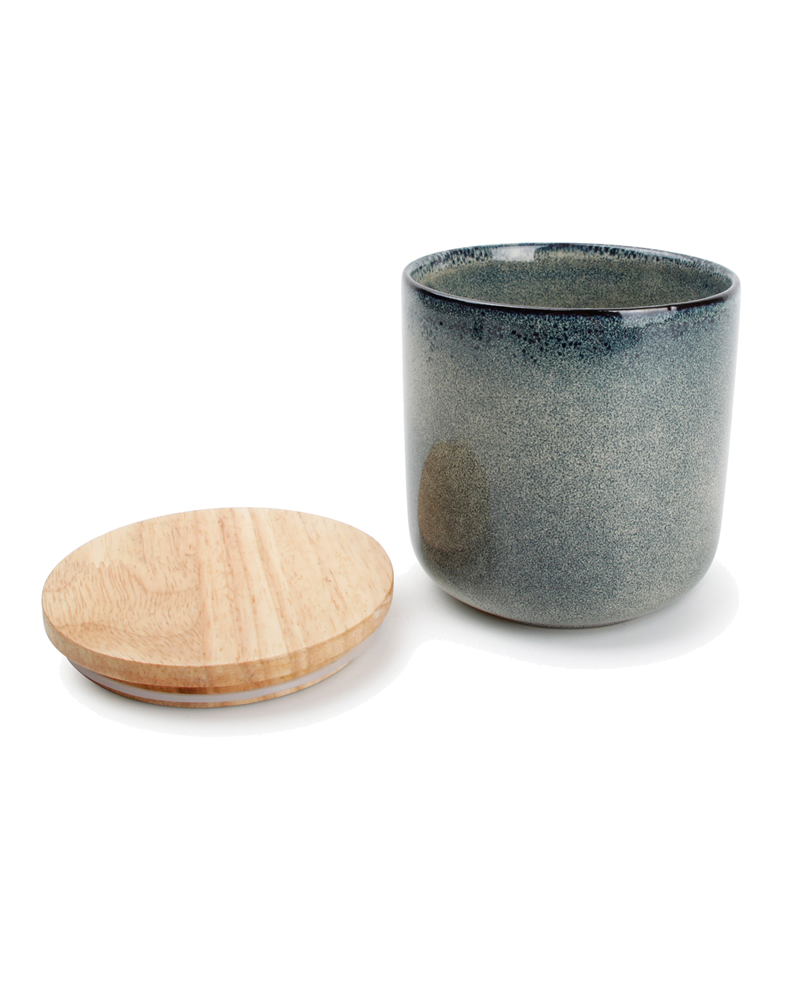 Meridian Vorratsdose aus Steinzeug, Grün/Blau, Ø 12 cm, H 12 cm, Ansicht 2