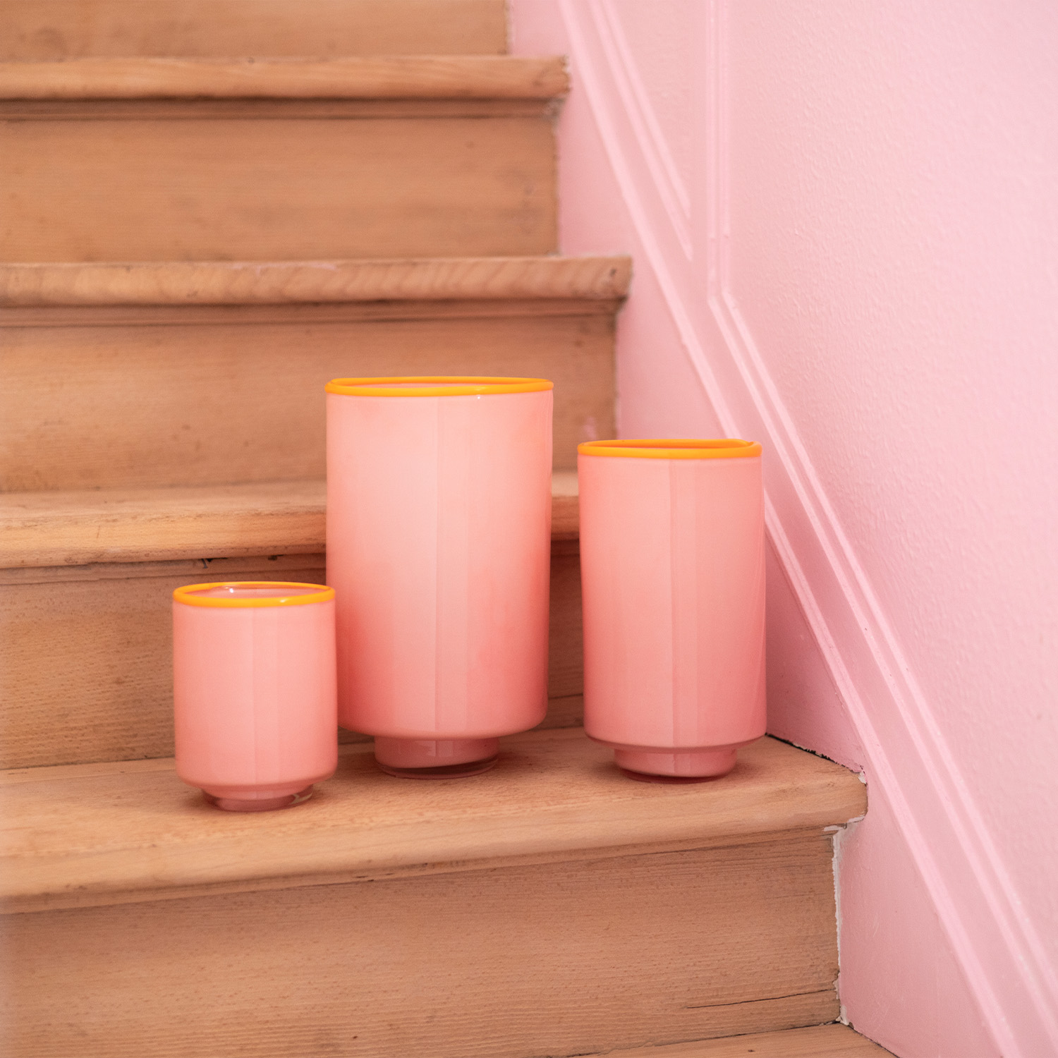 Milo Vase aus Glas mit Sprühfarbe, Zartrosa, Ø 15 cm, H 26 cm, Ansicht 4