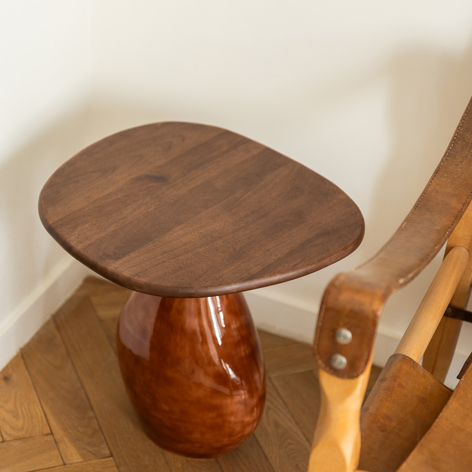 Mio Beistelltisch aus Eisen, mit Holzplatte Terrakotta, 41 × 36 cm, H 40 cm, Ansicht 4