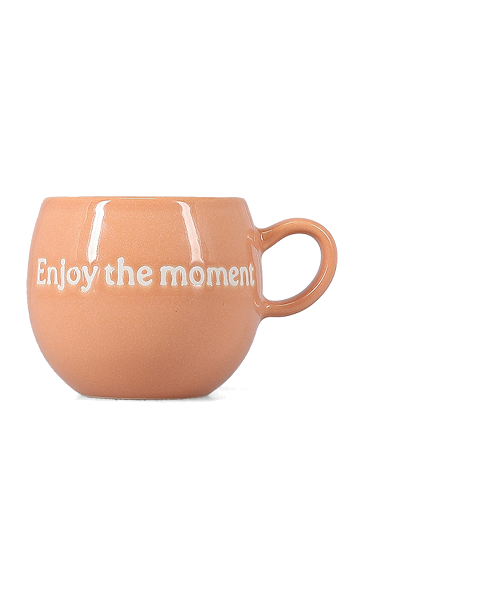 Muggies Becher aus Steinzeug, „Enjoy the moment“ Rosa, 420 ml, Ansicht 1
