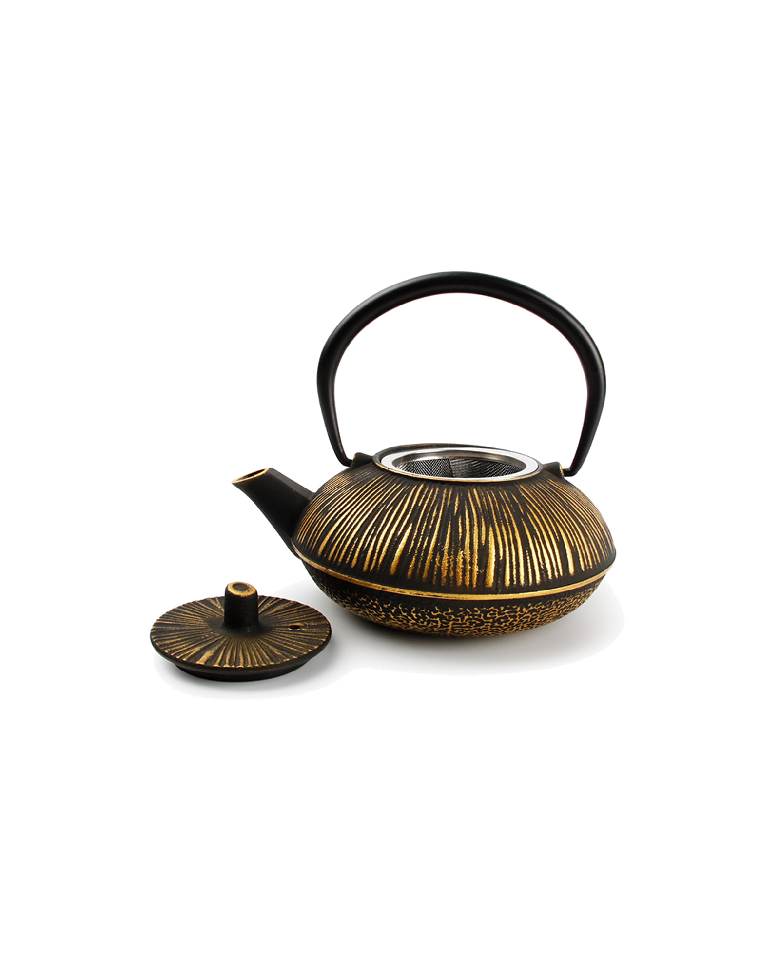 My Tea Teekanne aus Gusseisen, Streifen Gold/Schwarz, 500 ml, Ansicht 2