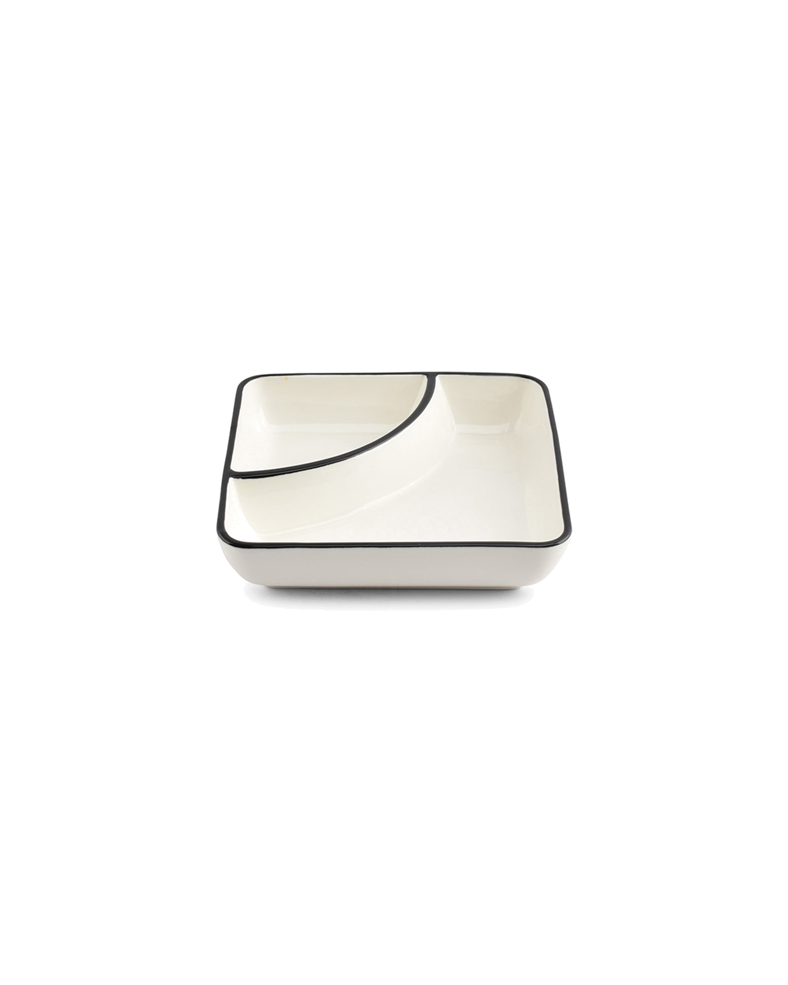 Nero Servierschale aus Porzellan, Weiß, 14,5 × 14,5 cm, H 3,5 cm, 2 Fächer, Ansicht 1