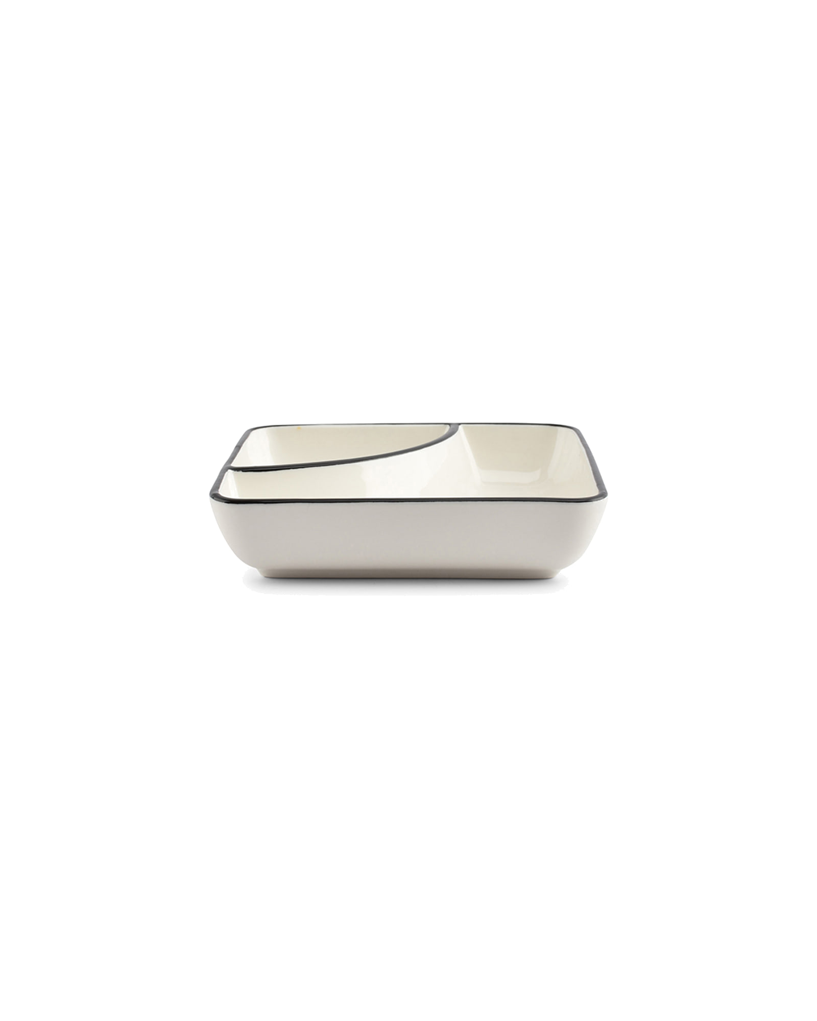 Nero Servierschale aus Porzellan, Weiß, 14,5 × 14,5 cm, H 3,5 cm, 2 Fächer, Ansicht 2