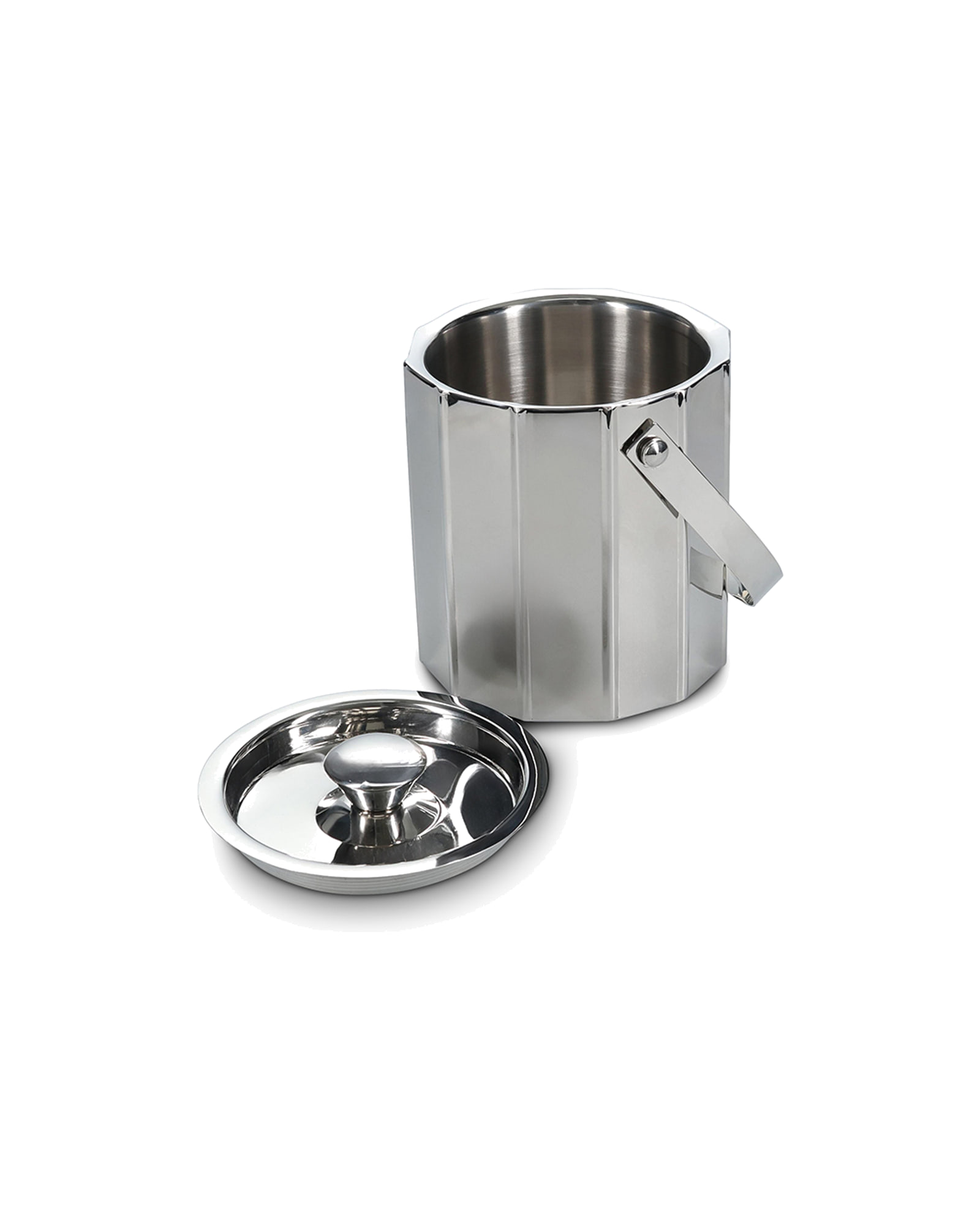 Nox Eiswürfelbehälter aus Edelstahl, doppelwandig Silber, H 17,5 cm, Ansicht 2