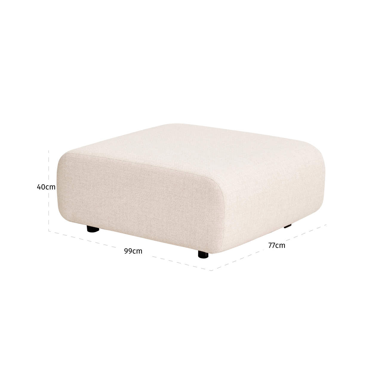 Outdoor-Pouf Dawson, Beige alpine von Richmond Interiors, Maßzeichnung 3