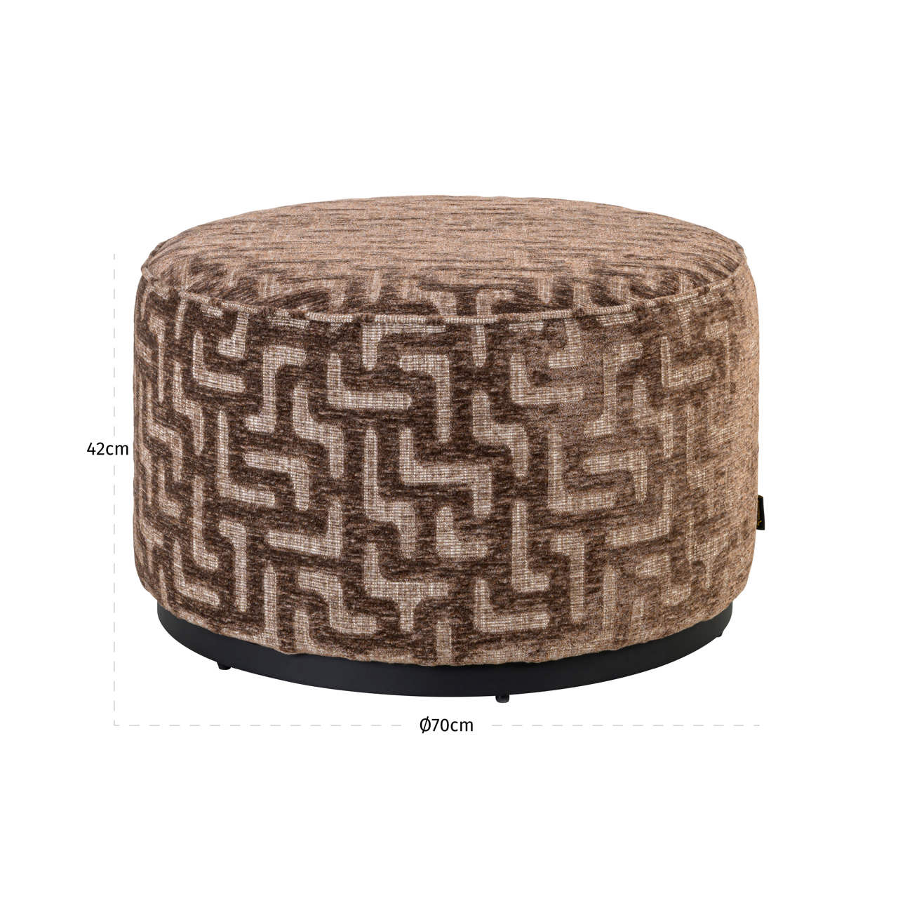 Pouf Lexie, Brown labyrinth, 70Ø cm von Richmond Interiors, Maßzeichnung 3