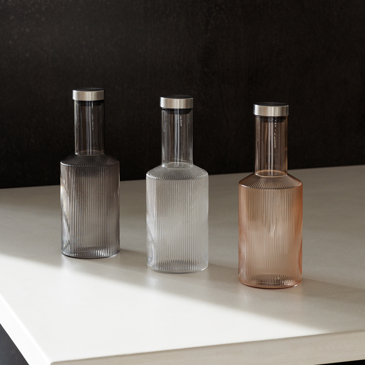 Ray Flasche mit Verschluss aus Glas, Bernstein, 1 l, Ansicht 3