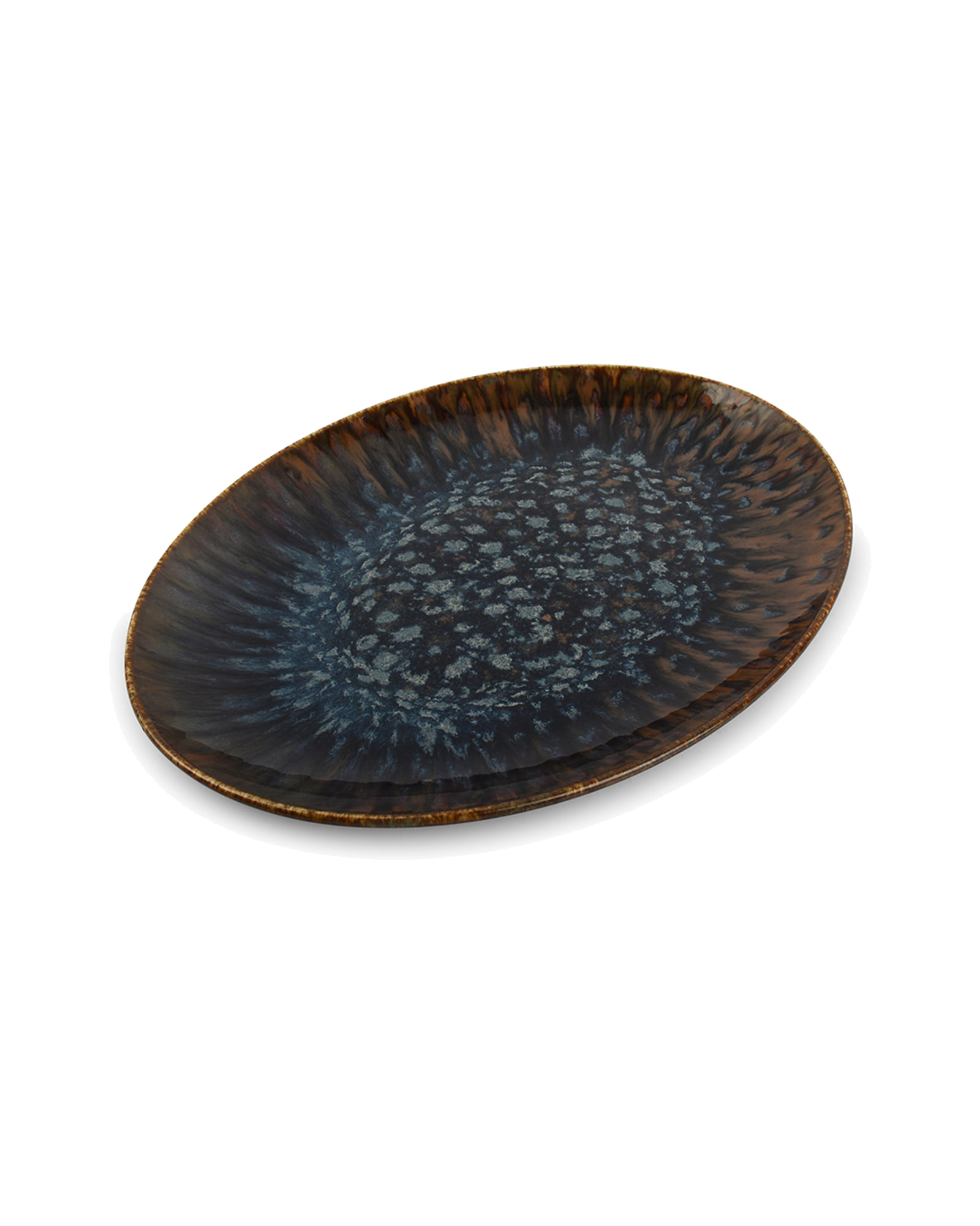 Resto Servierschale aus Porzellan, Braun/Blau, 36 × 26 cm, Ansicht 1