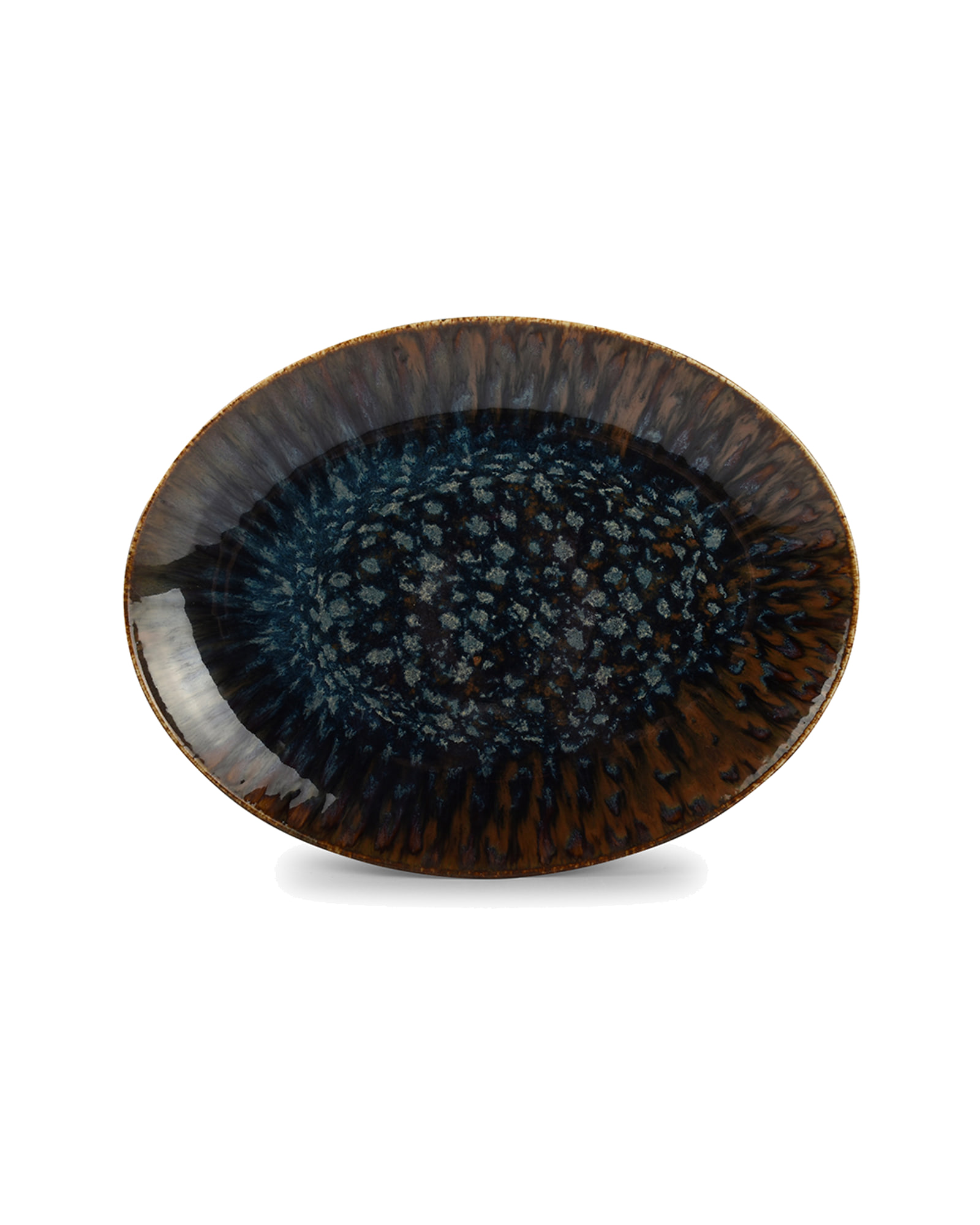 Resto Servierschale aus Porzellan, Braun/Blau, 36 × 26 cm, Ansicht 2