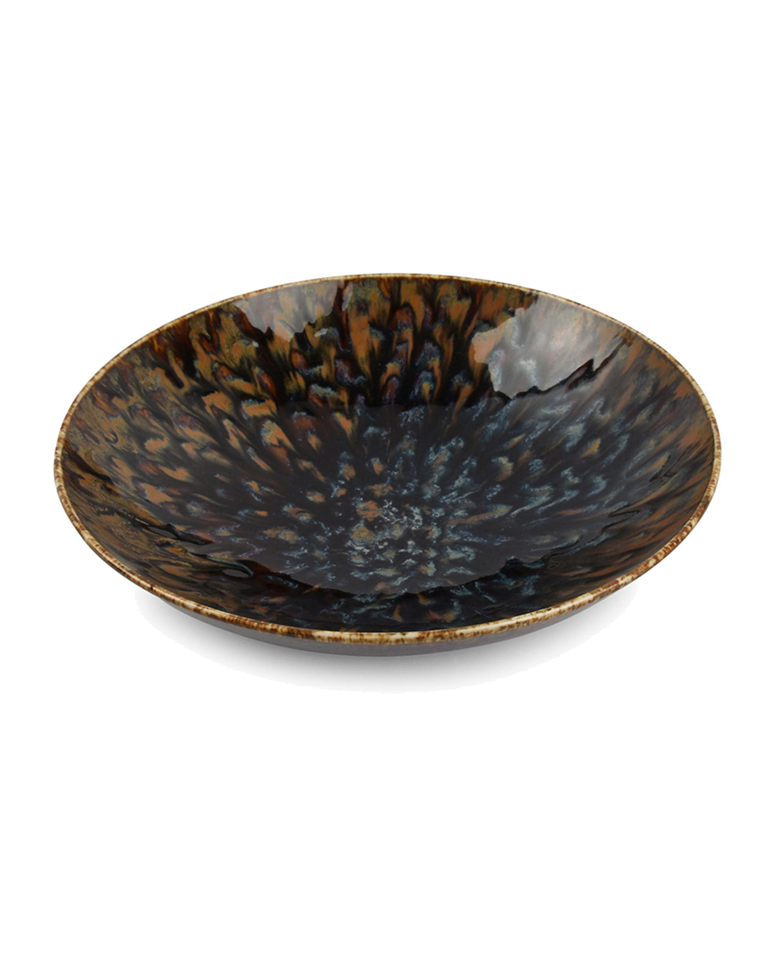 Resto Suppenteller aus Porzellan mit reaktiver Glasur, Braun/Blau, Ø 21 cm, H 5 cm, Ansicht 1