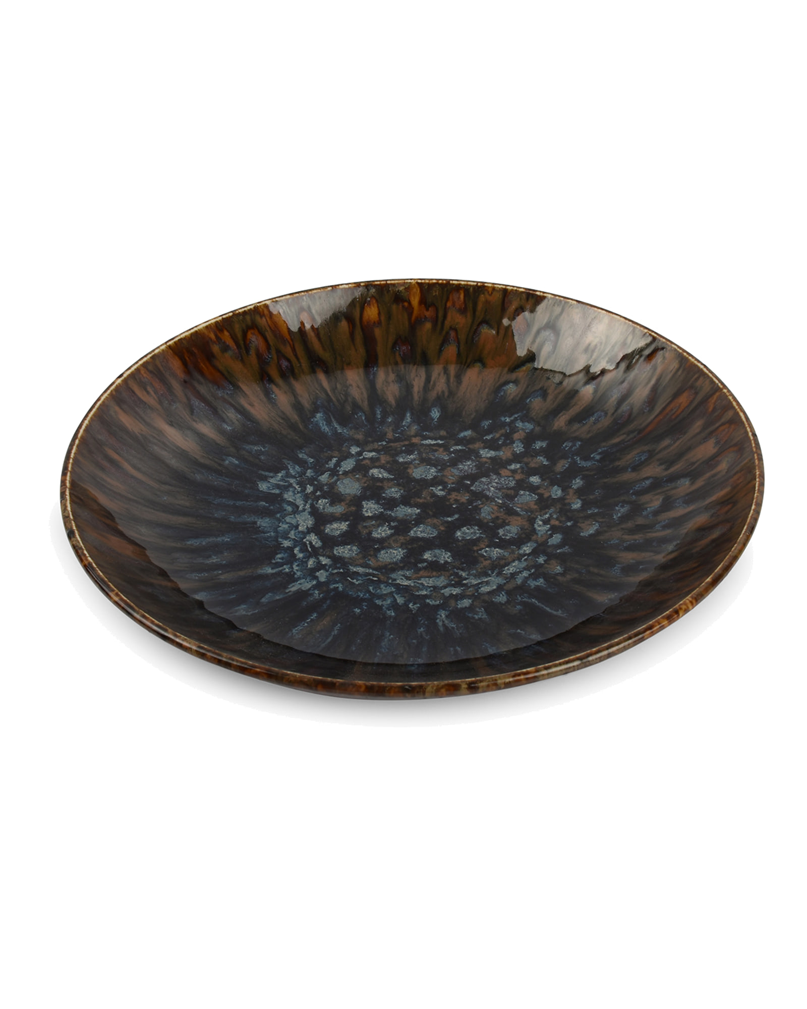 Resto Suppenteller aus Porzellan mit reaktiver Glasur, Braun/Blau, Ø 26 cm, H 4,5 cm, Ansicht 1