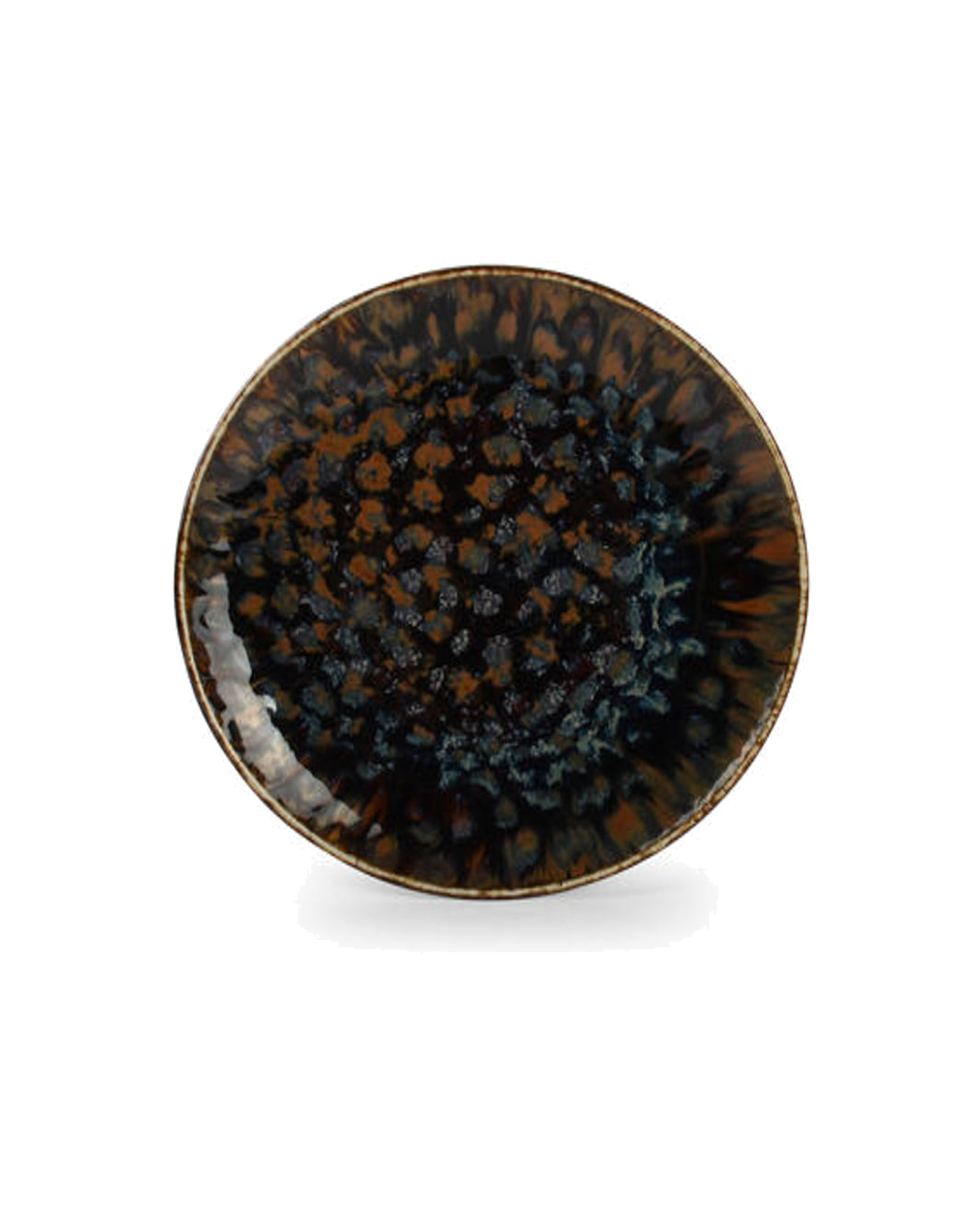 Resto Teller aus Porzellan mit reaktiver Glasur, Braun/Blau, Ø 20,5 cm, Ansicht 1