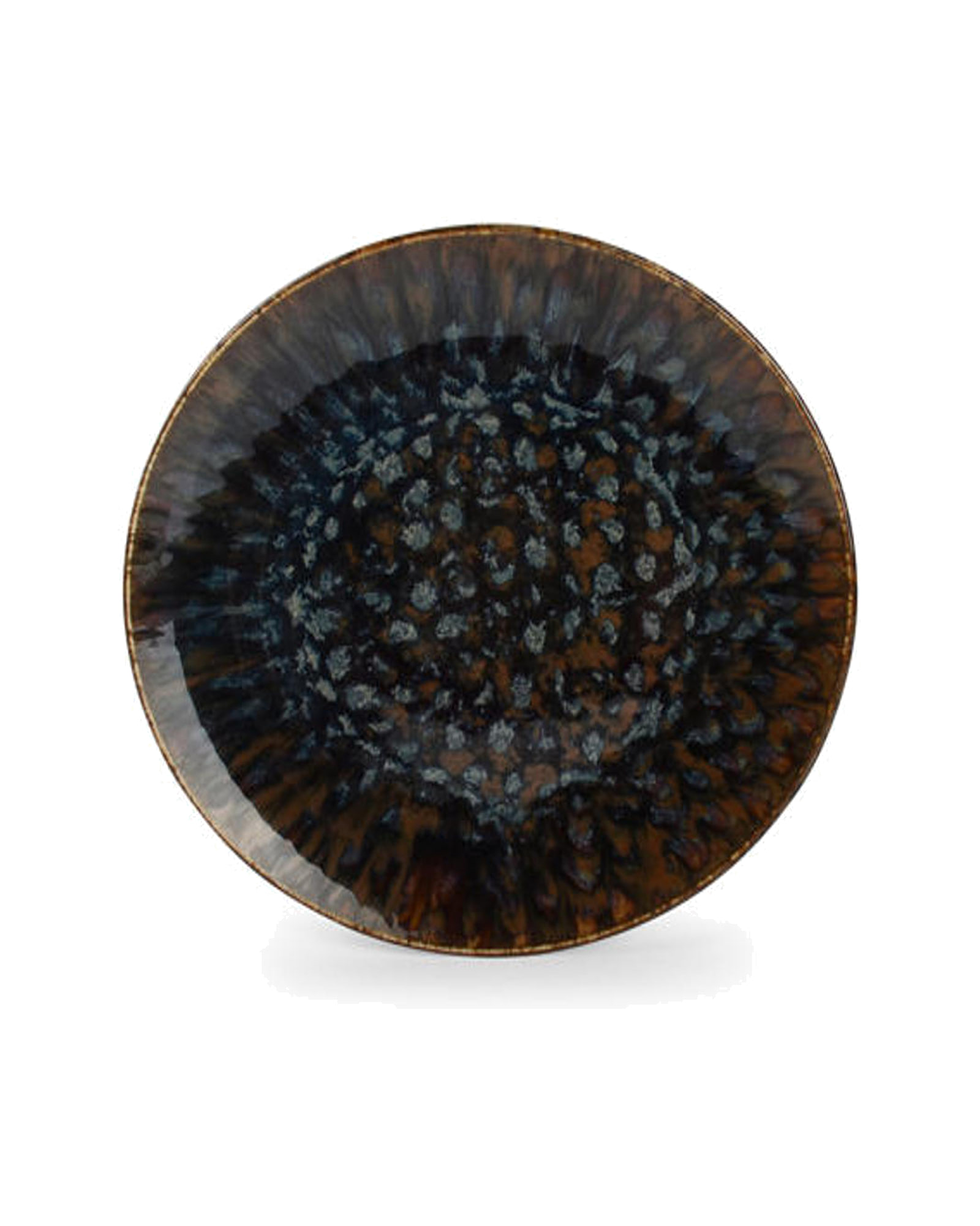 Resto Teller aus Porzellan mit reaktiver Glasur, Braun/Blau, Ø 25 cm, Ansicht 1