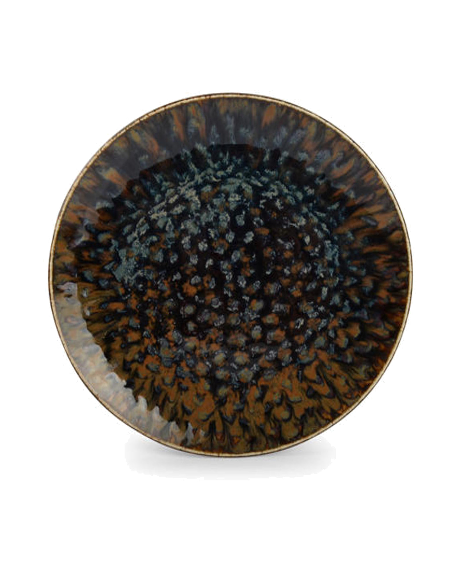 Resto Teller aus Porzellan mit reaktiver Glasur, Braun/Blau, Ø 27 cm, Ansicht 1