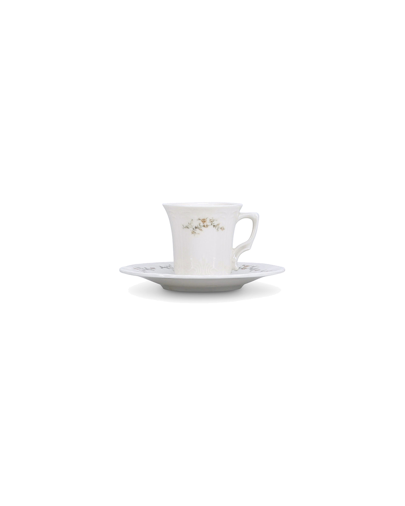 Retro Mokkatasse aus Porzellan, Blumendekor Braun, 110 ml, Ansicht 2