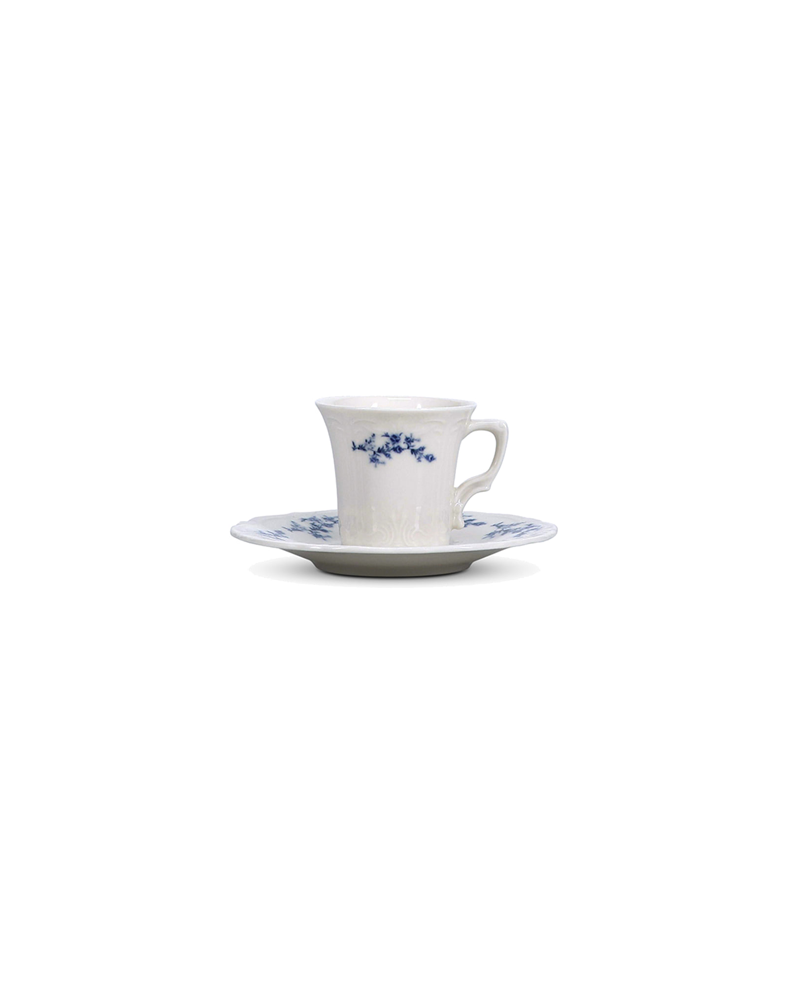 Retro Mokkatasse aus Porzellan, Blumendekor Blau, 110 ml, Ansicht 3