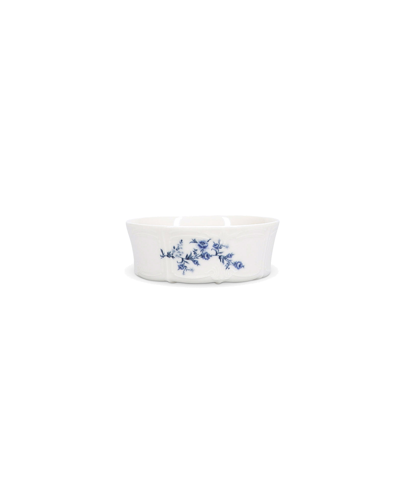 Retro Schale aus Porzellan, Blumendekor Blau, Ø 13 cm, H 5 cm, Ansicht 1