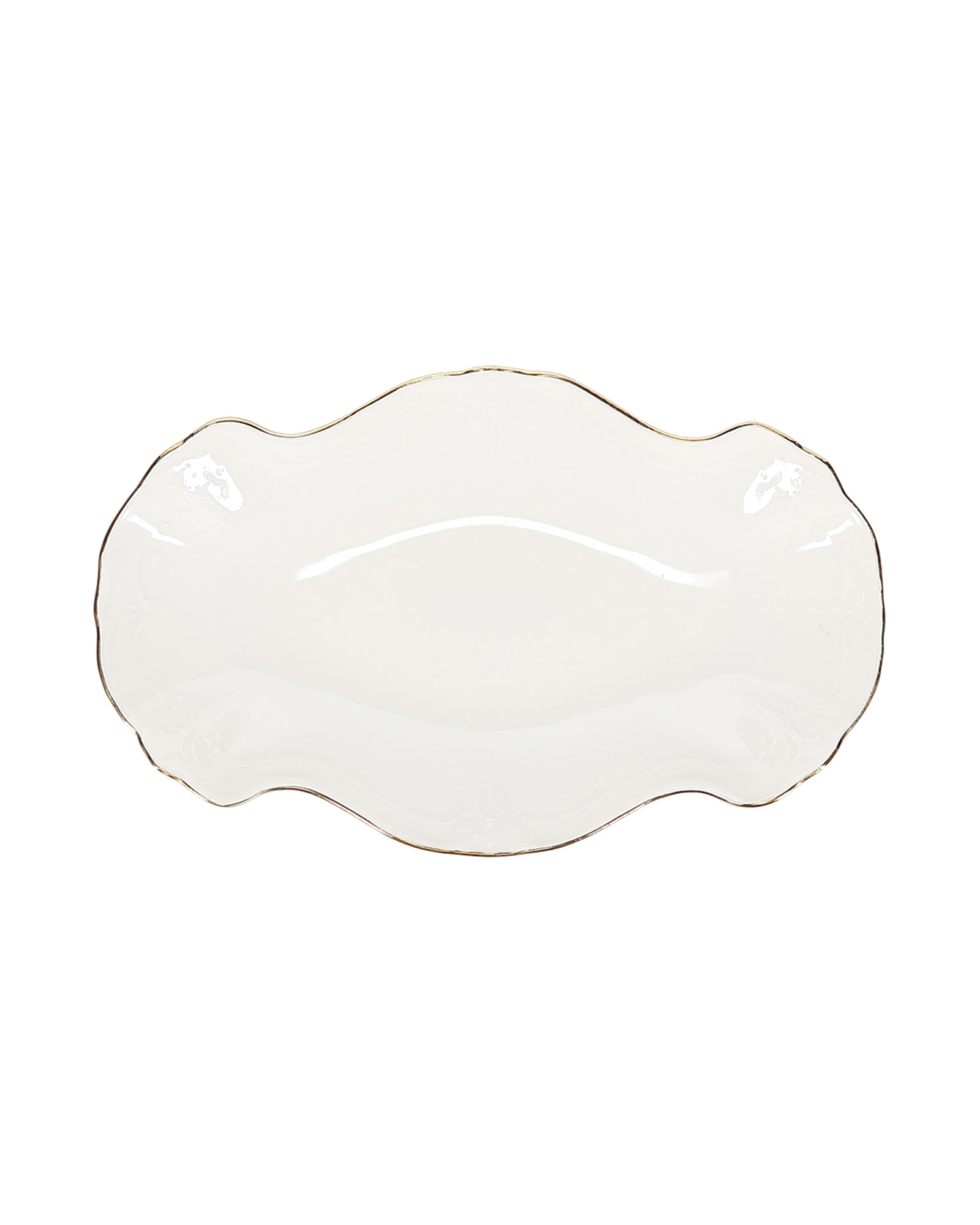 Retro Servierschale aus Porzellan, mit Goldrand, 26 × 16 cm, Ansicht 1