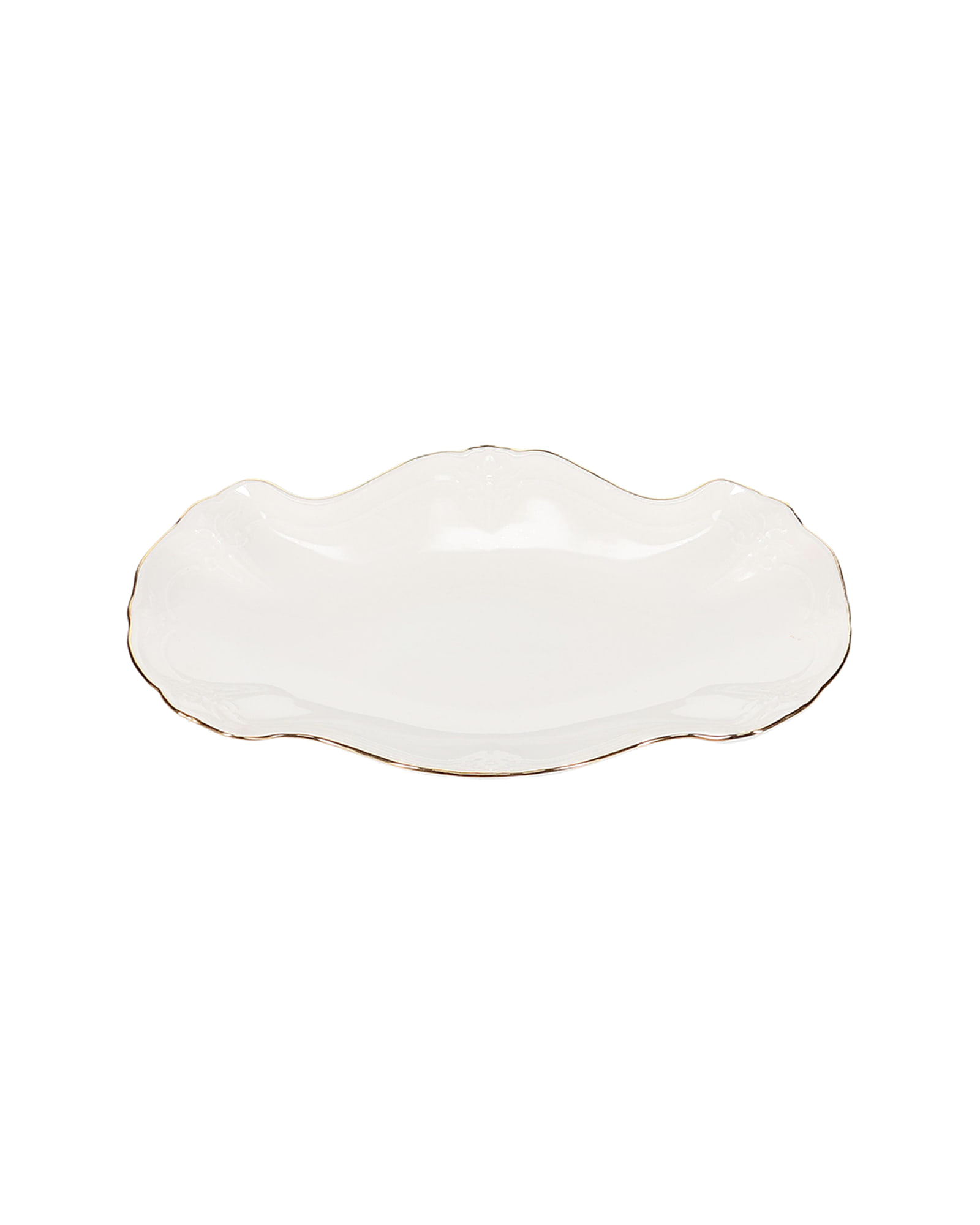 Retro Servierschale aus Porzellan, mit Goldrand, 26 × 16 cm, Ansicht 2