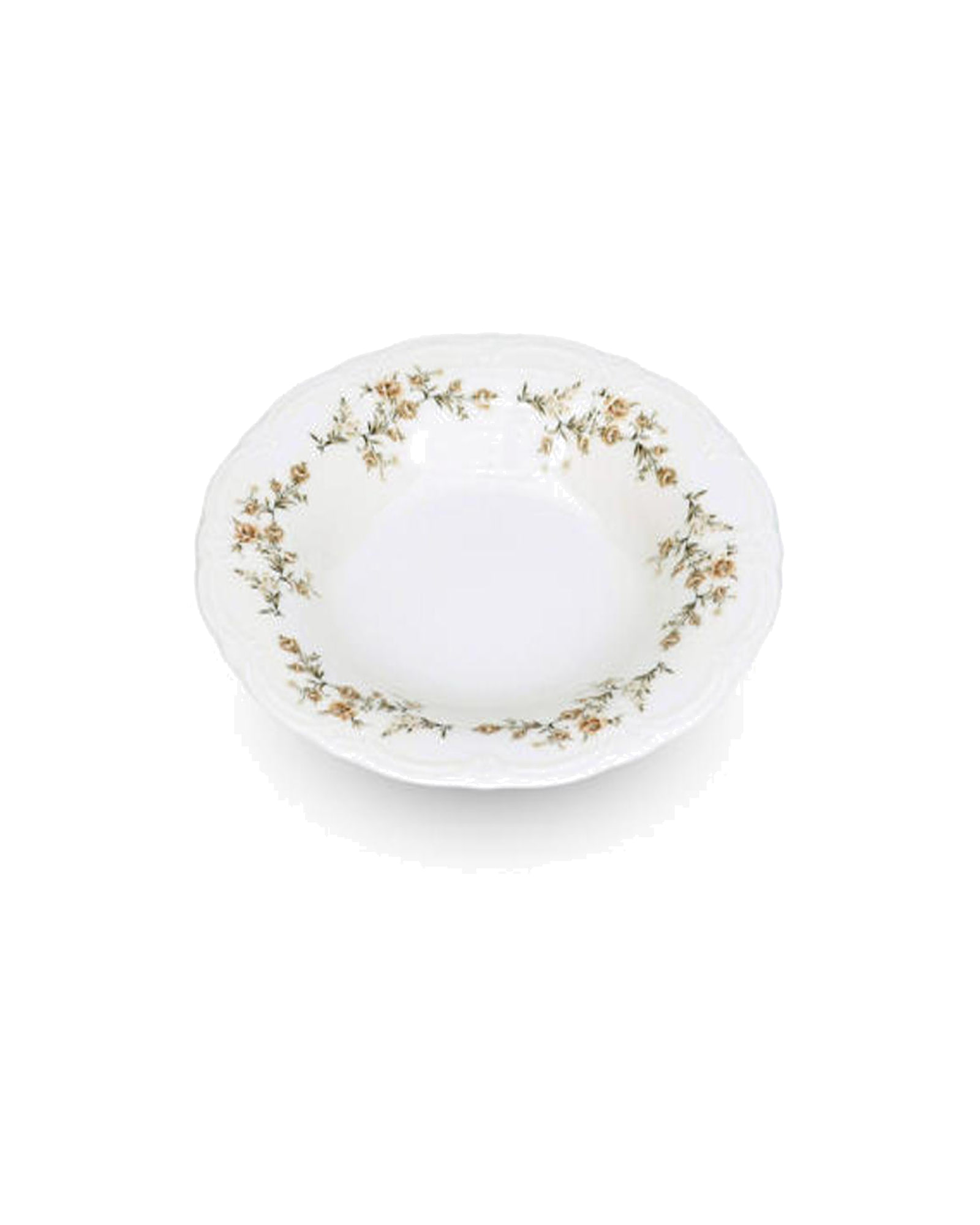 Retro Suppenteller aus Porzellan, Blumendekor Braun, Ø 23,5 cm, H 4 cm, Ansicht 1