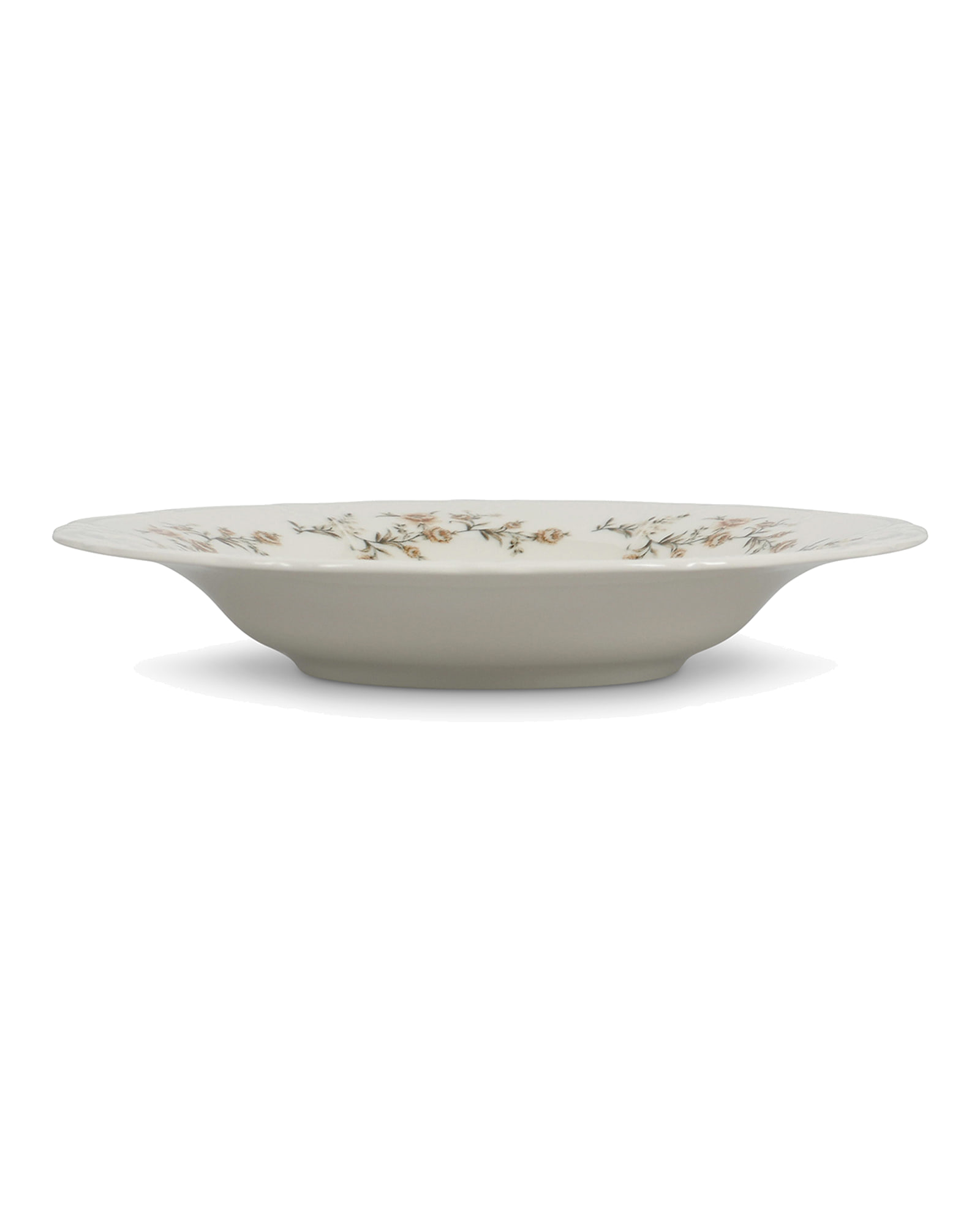 Retro Suppenteller aus Porzellan, Blumendekor Braun, Ø 23,5 cm, H 4 cm, Ansicht 2