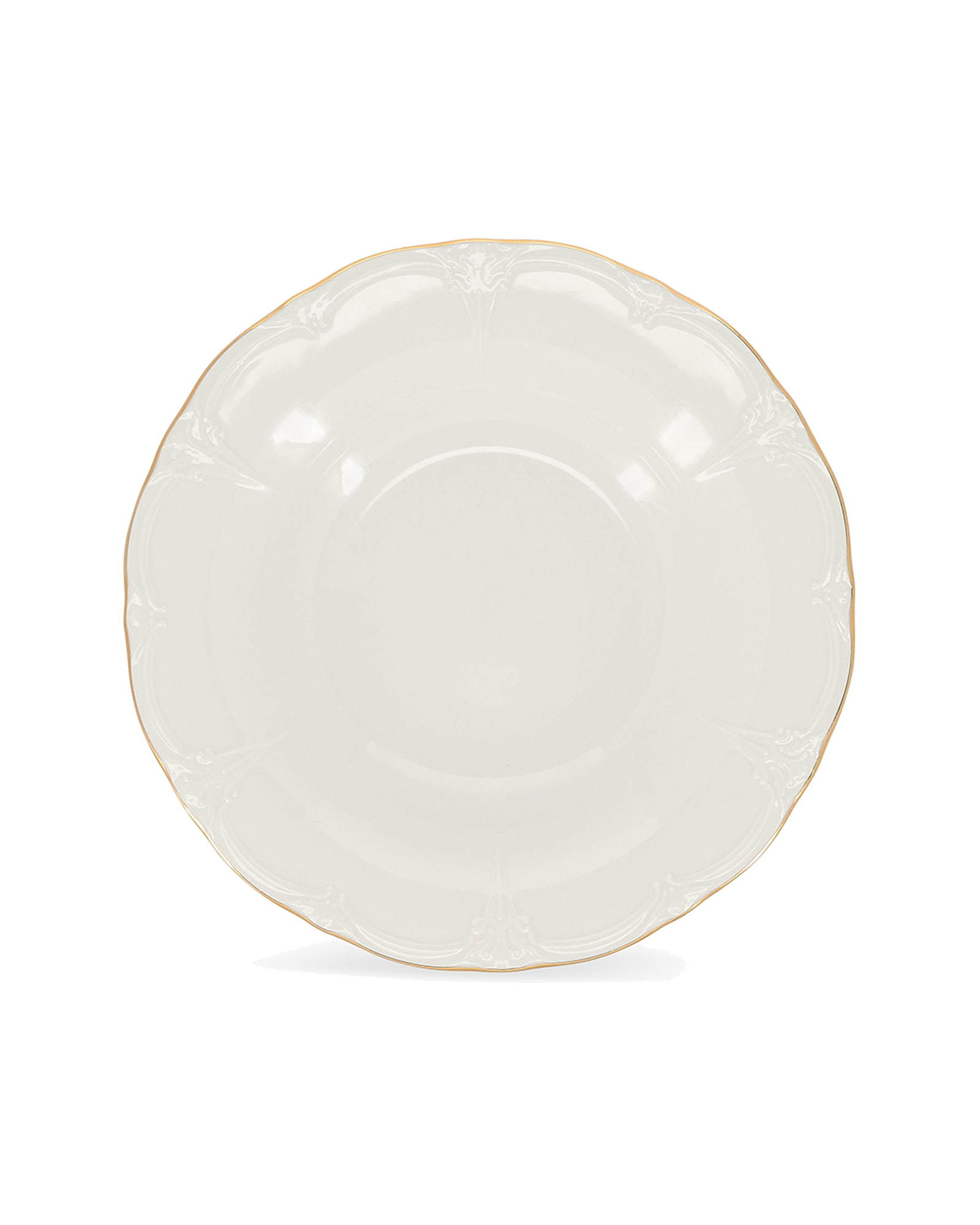 Retro Suppenteller aus Porzellan, mit Goldrand, Ø 23,5 cm, H 4 cm, Ansicht 1
