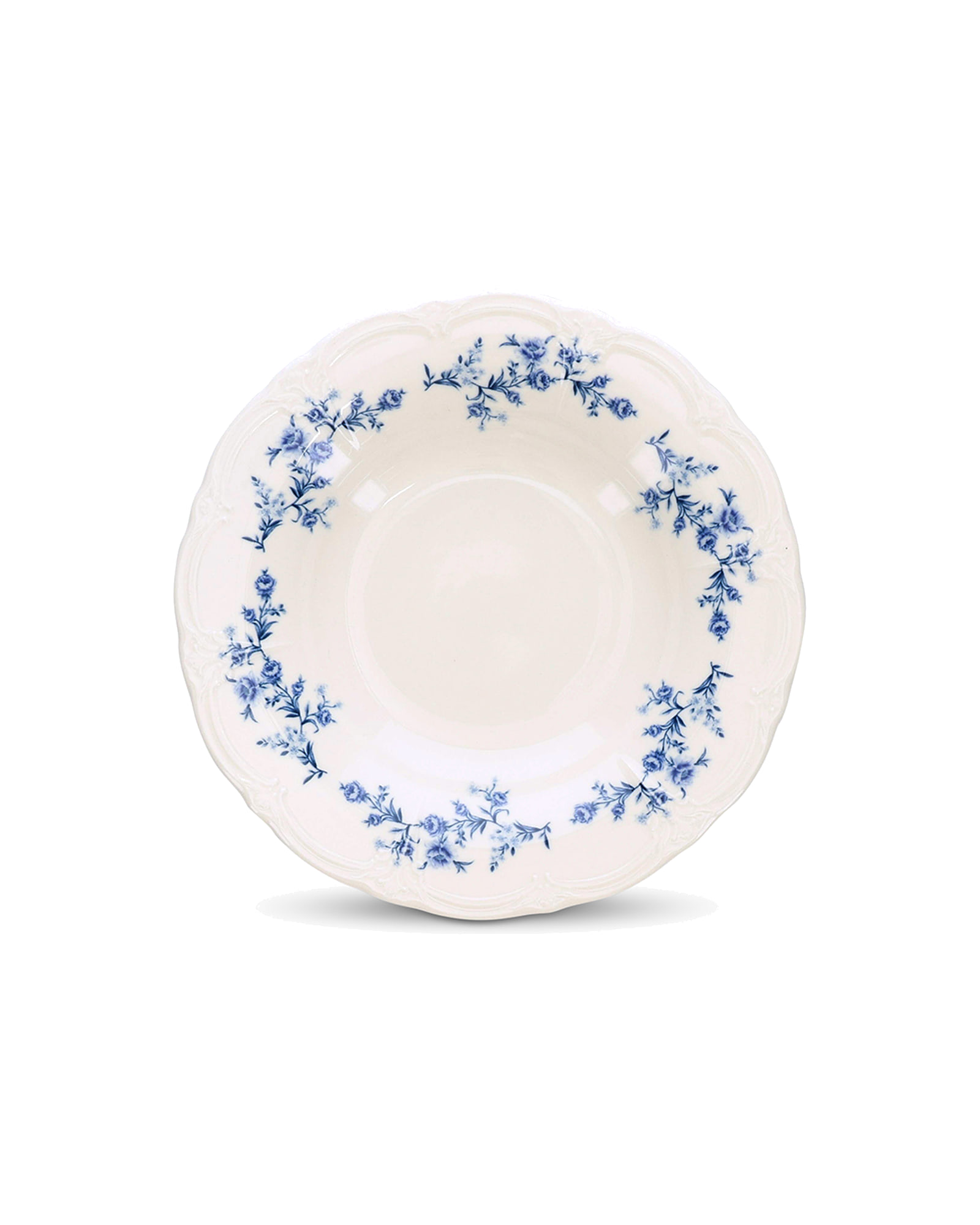 Retro Suppenteller aus Porzellan, Blumendekor Blau, Ø 23,5 cm, H 4 cm, Ansicht 2