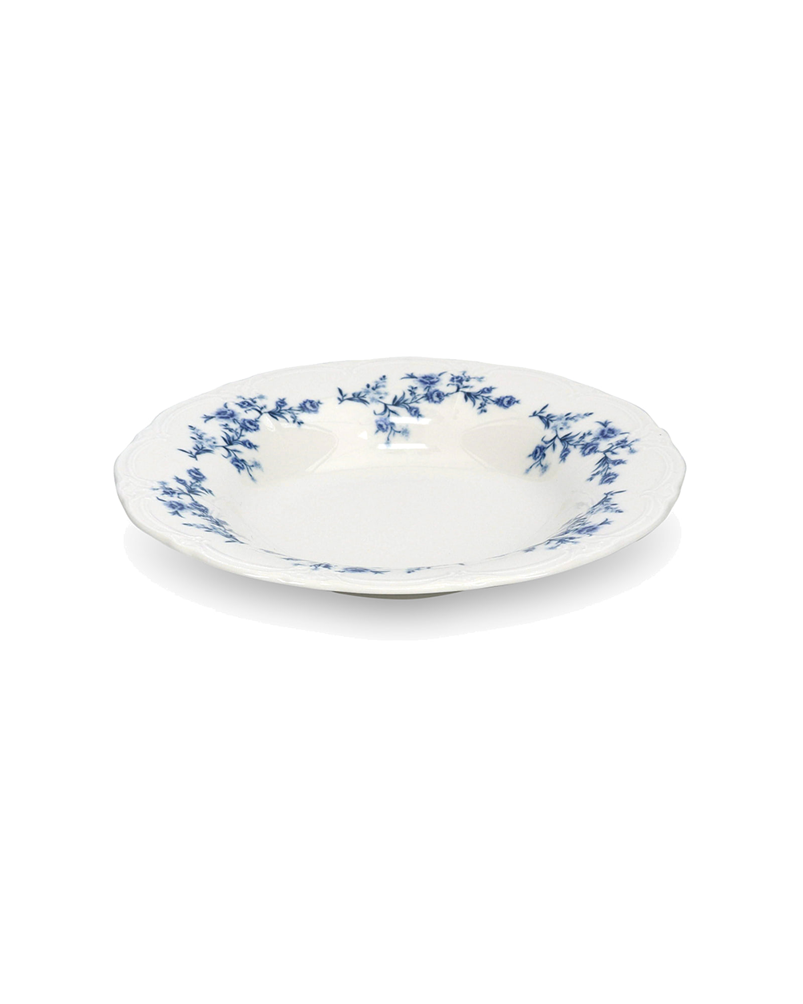 Retro Suppenteller aus Porzellan, Blumendekor Blau, Ø 23,5 cm, H 4 cm, Ansicht 4