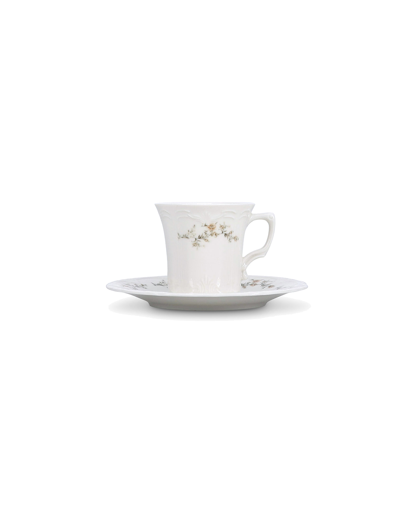 Retro Tasse aus Porzellan, Blumendekor Braun, 200 ml, Ansicht 2