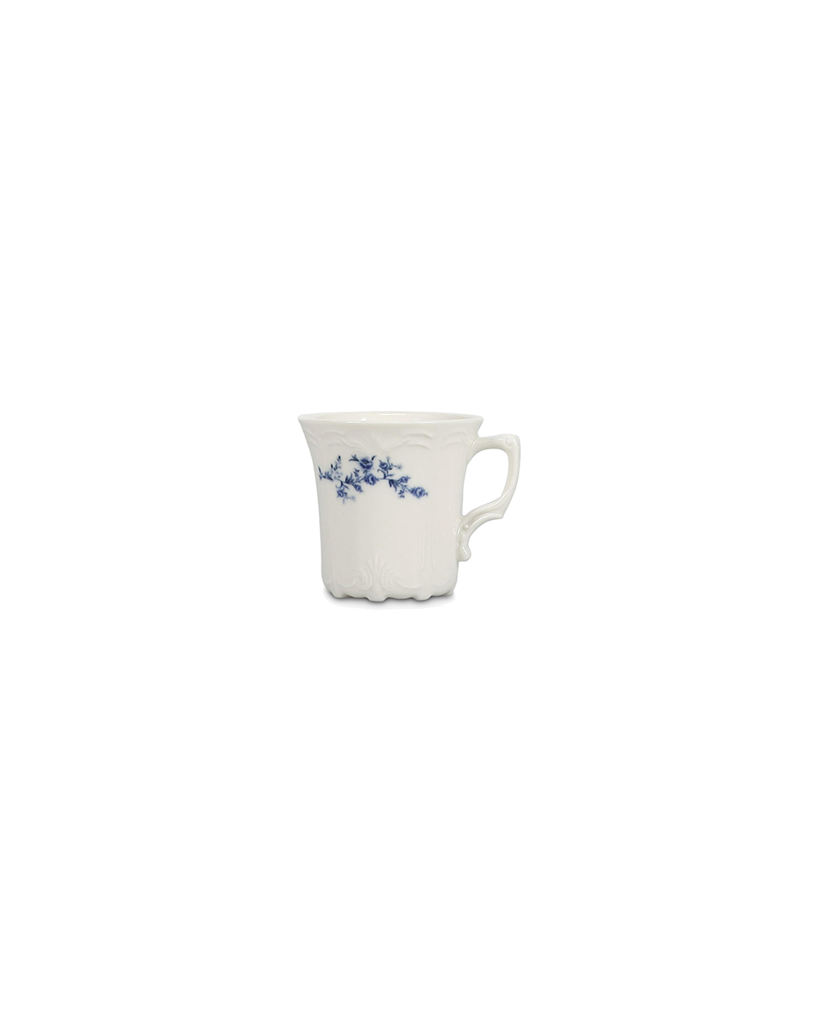 Retro Tasse aus Porzellan, Blumendekor Blau, 200 ml, Ansicht 1
