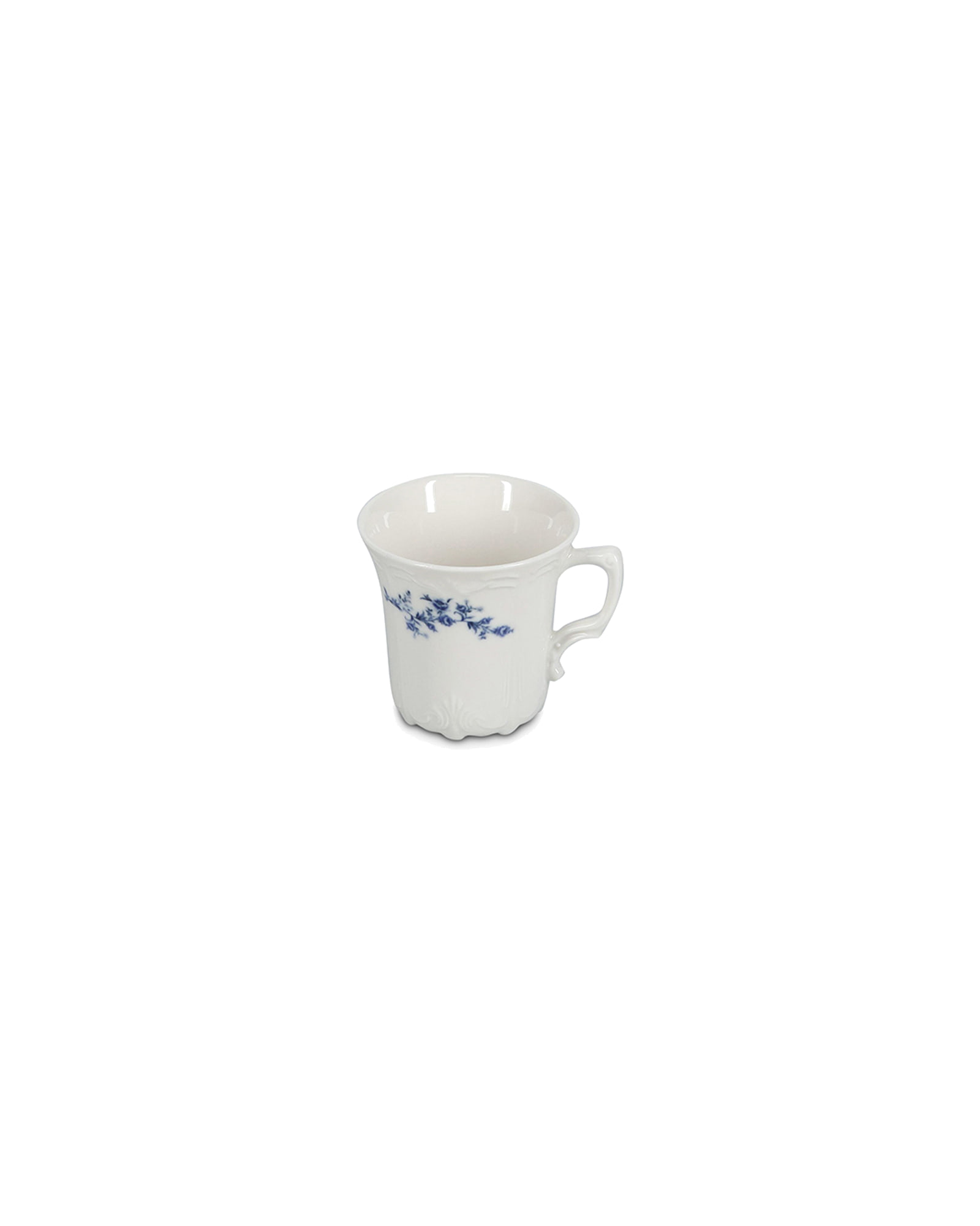 Retro Tasse aus Porzellan, Blumendekor Blau, 200 ml, Ansicht 2