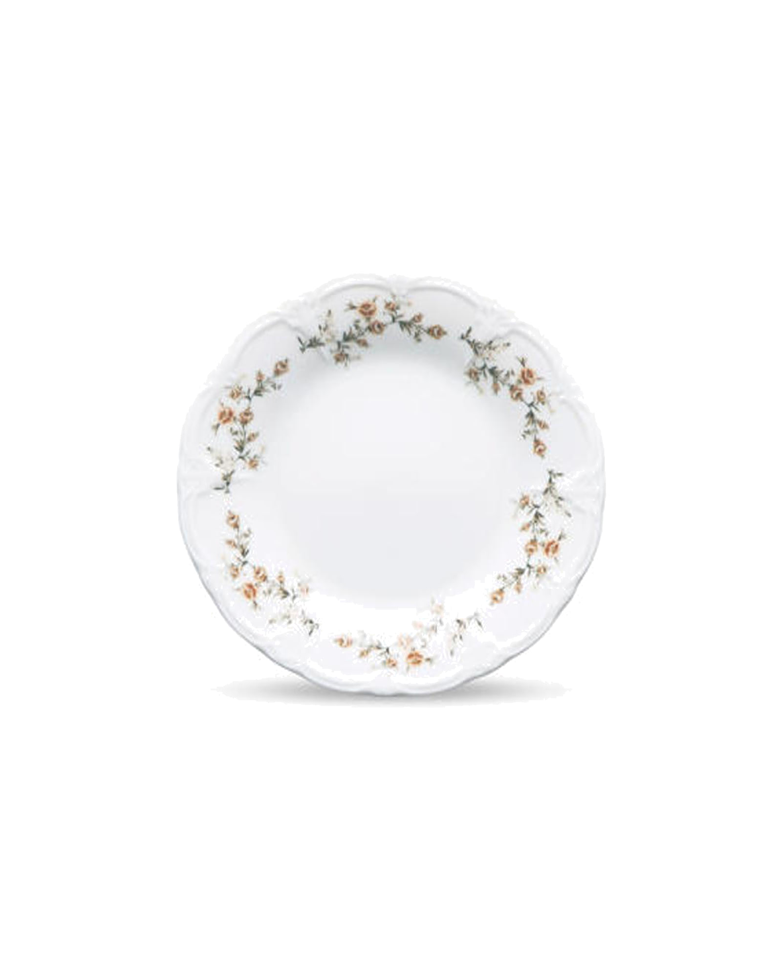 Retro Teller aus Porzellan, Blumendekor Braun, Ø 16 cm, Ansicht 1