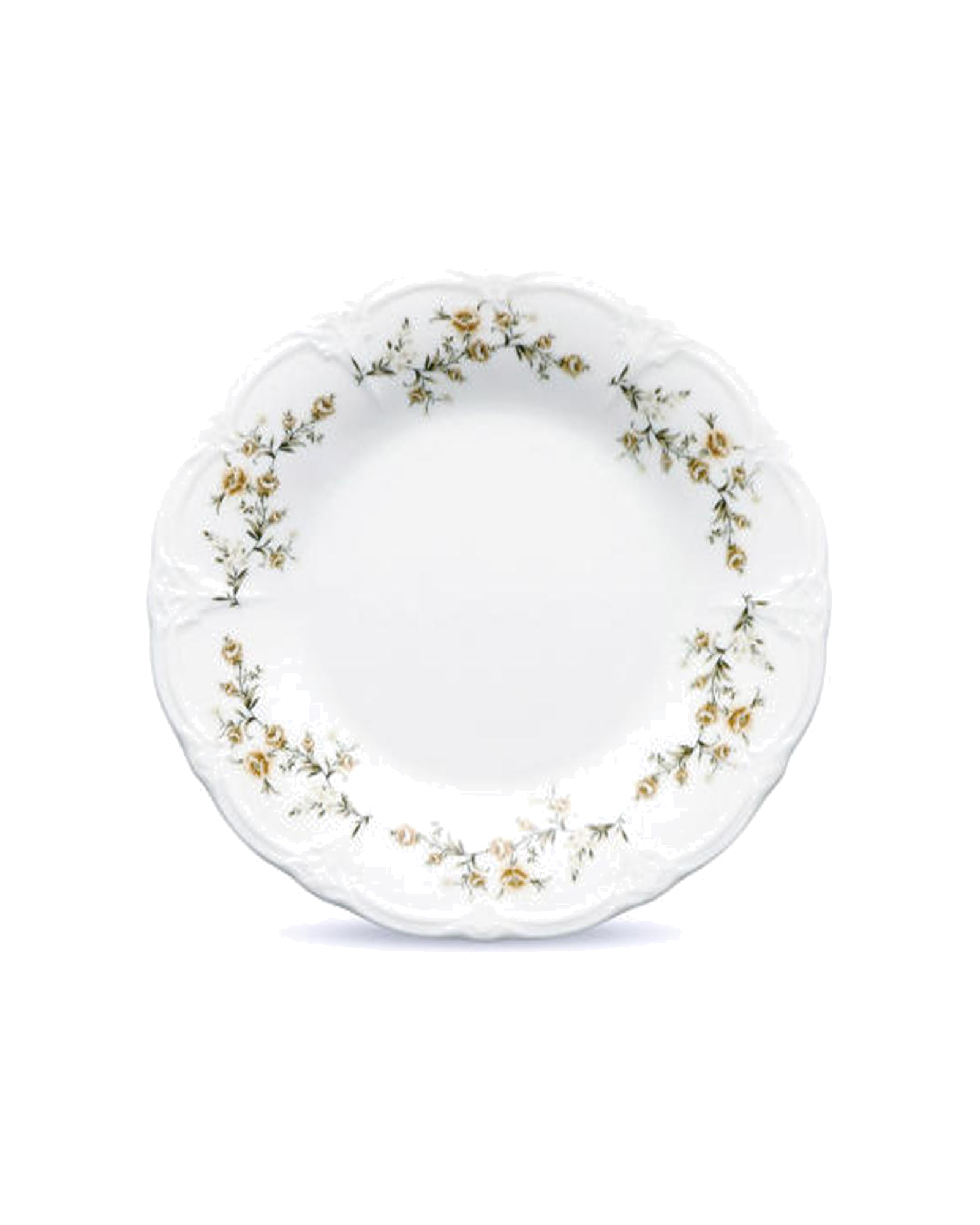 Retro Teller aus Porzellan, Blumendekor Braun, Ø 20,5 cm, Ansicht 1