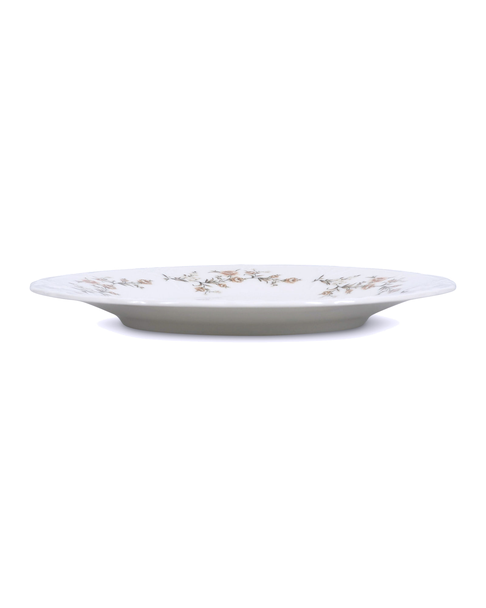 Retro Teller aus Porzellan, Blumendekor Braun, Ø 20,5 cm, Ansicht 2