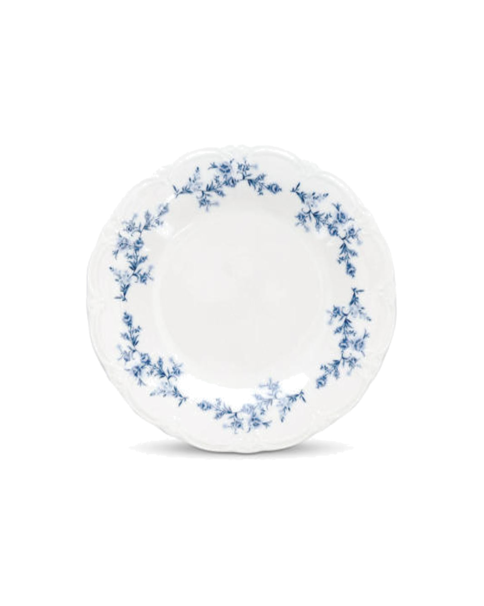 Retro Teller aus Porzellan, Blumendekor Blau, Ø 21 cm, Ansicht 1