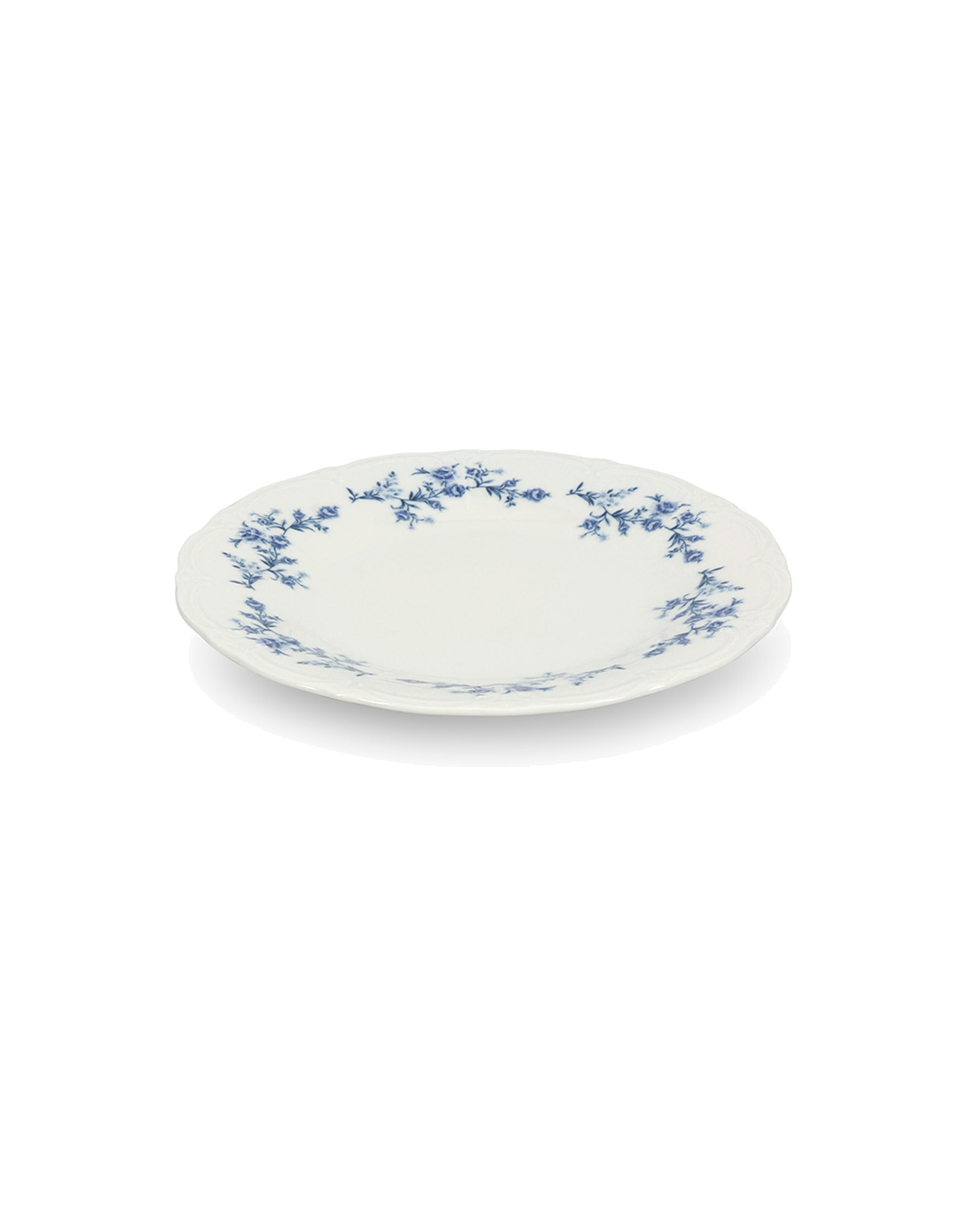 Retro Teller aus Porzellan, Blumendekor Blau, Ø 21 cm, Ansicht 3