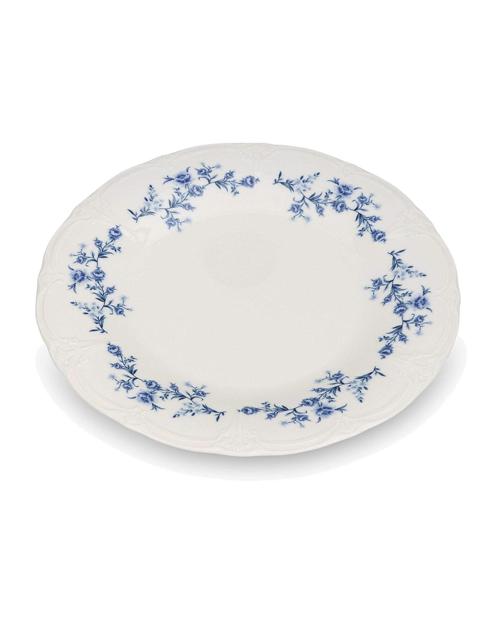 Retro Teller aus Porzellan, Blumendekor Blau, Ø 27,5 cm, Ansicht 3
