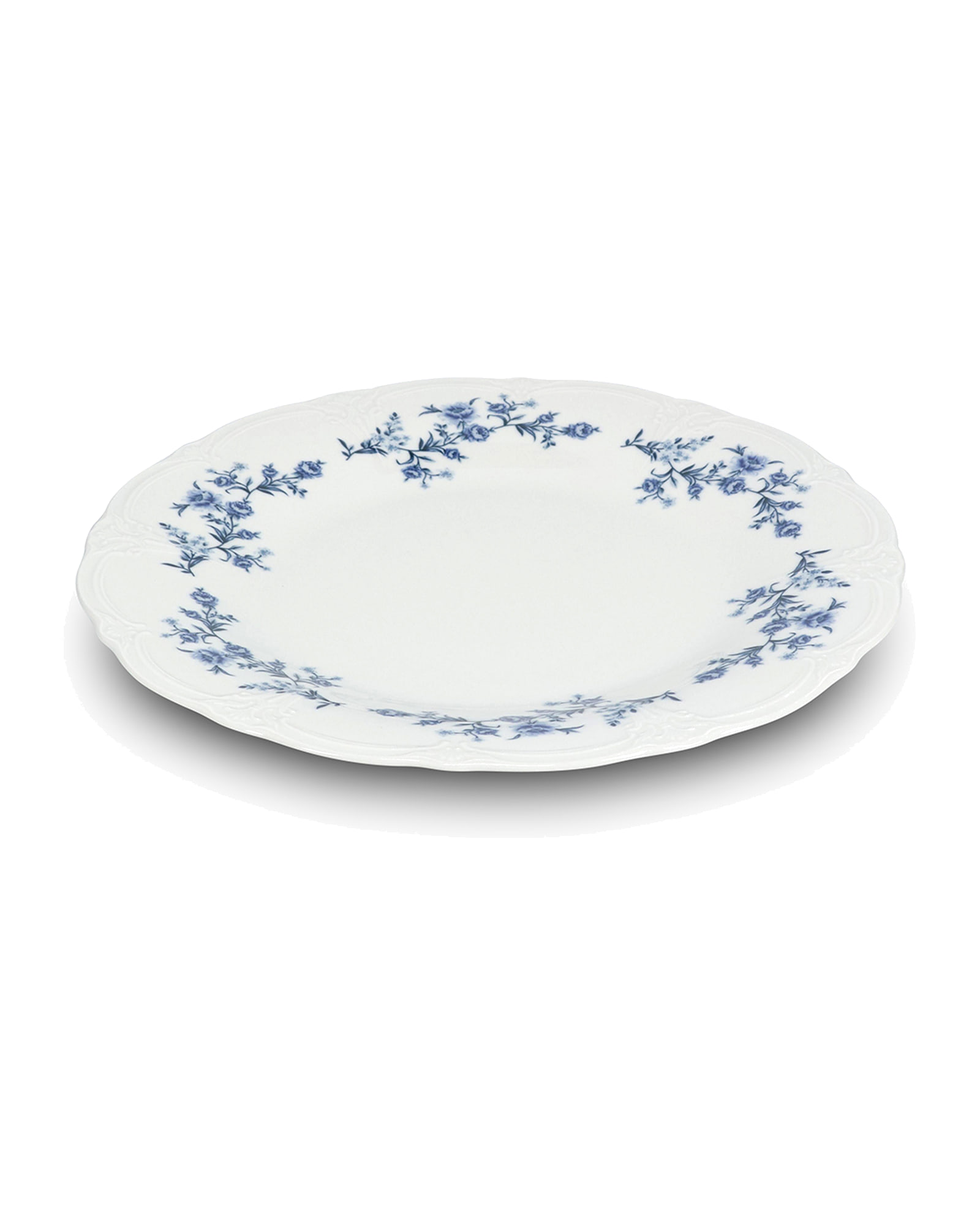 Retro Teller aus Porzellan, Blumendekor Blau, Ø 32 cm, Ansicht 2