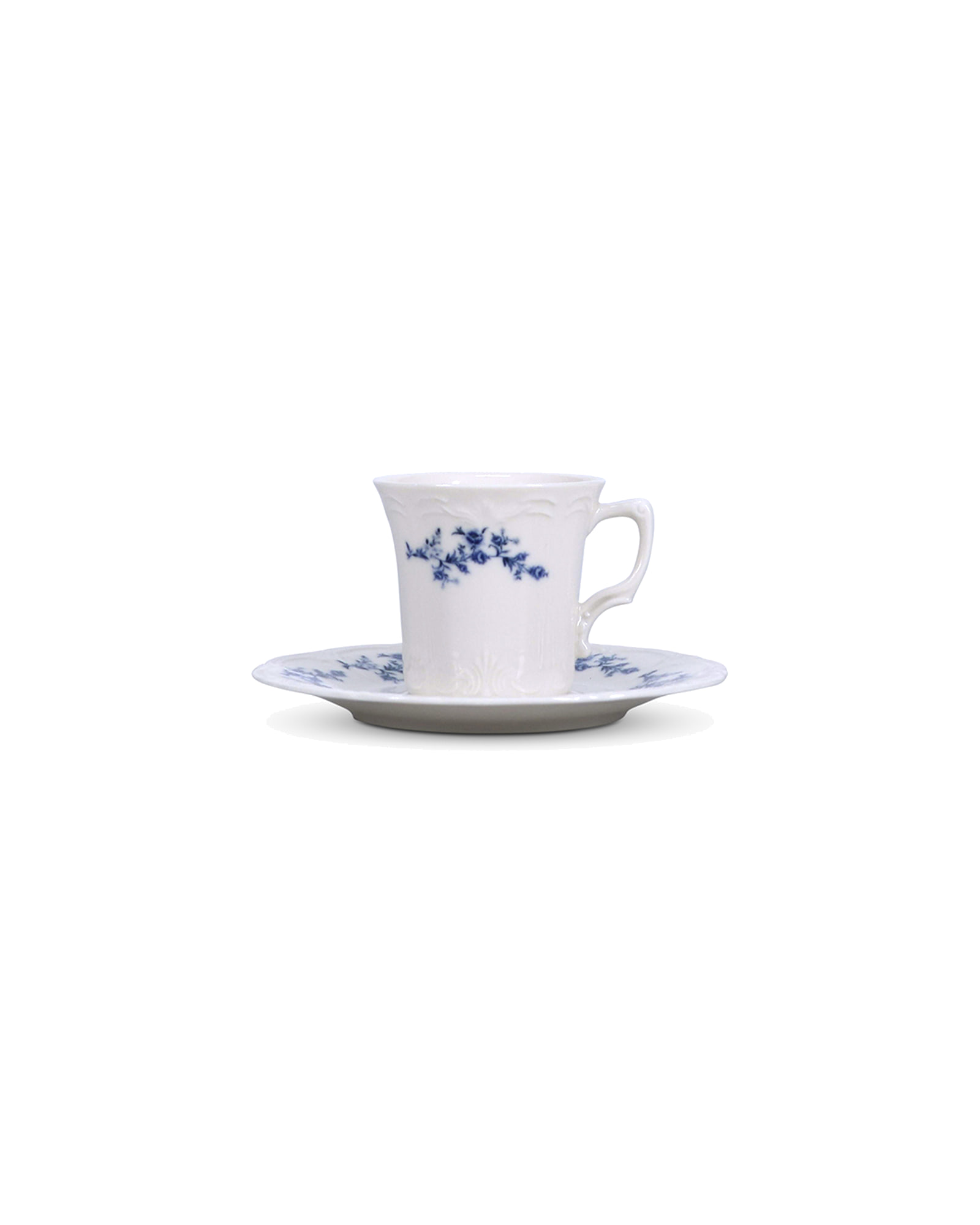 Retro Untertasse aus Porzellan, Blumendekor Blau, Ø 16,5 cm, Ansicht 4