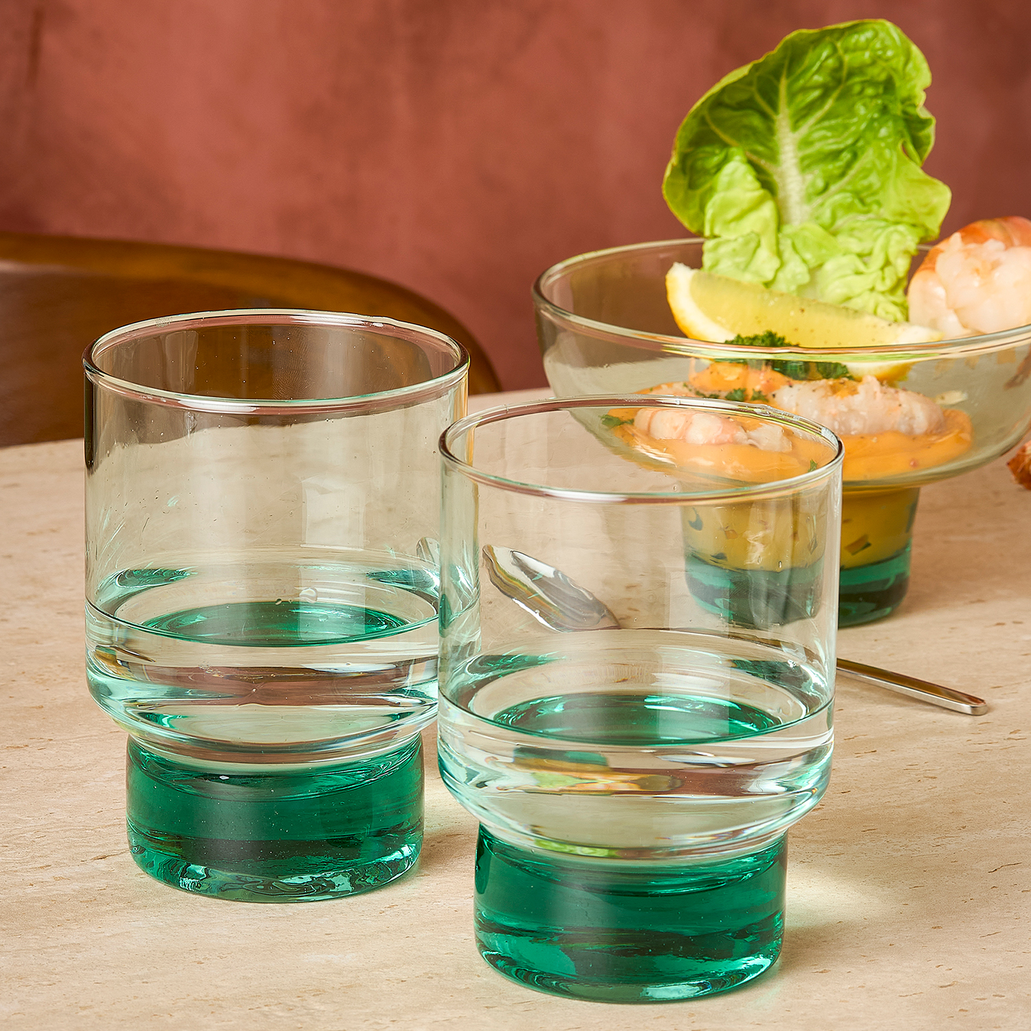 Revera Glas mit handgefertigten Merkmalen, Grün, 370 ml, Ansicht 4