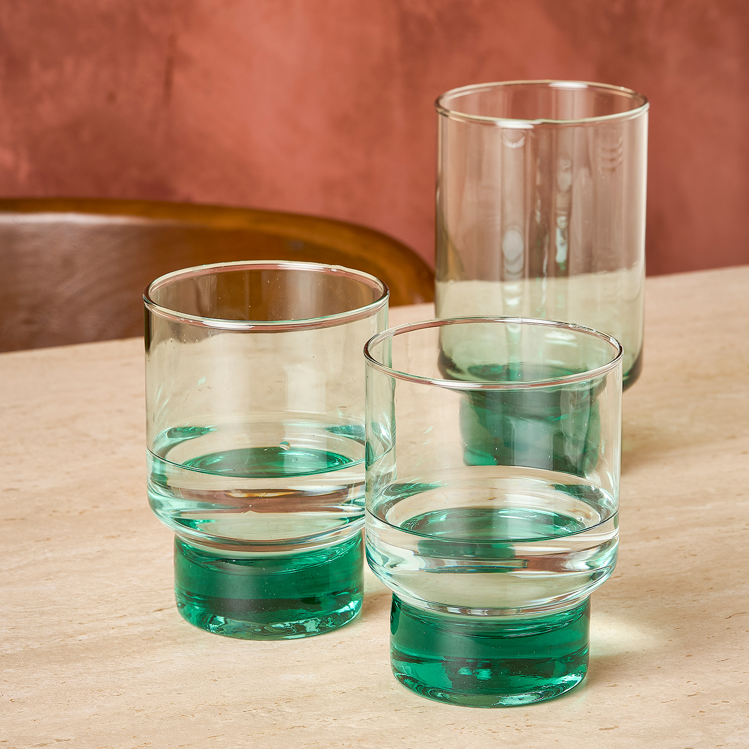 Revera Glas mit handgefertigten Merkmalen, Grün, 370 ml, Ansicht 6