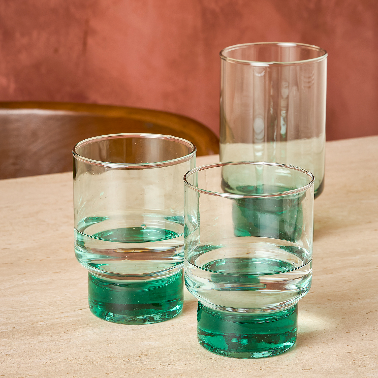 Revera Glas mit handgefertigten Merkmalen, Grün, 500 ml, Ansicht 5