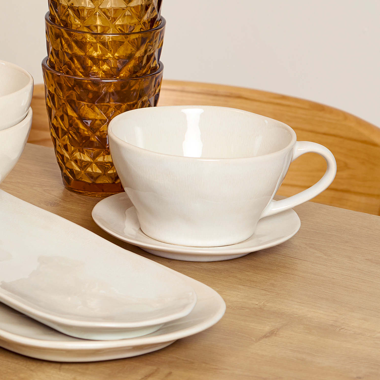 Rocca Untertasse aus Steinzeug, Beige, Ø 14,5 cm, Ansicht 4