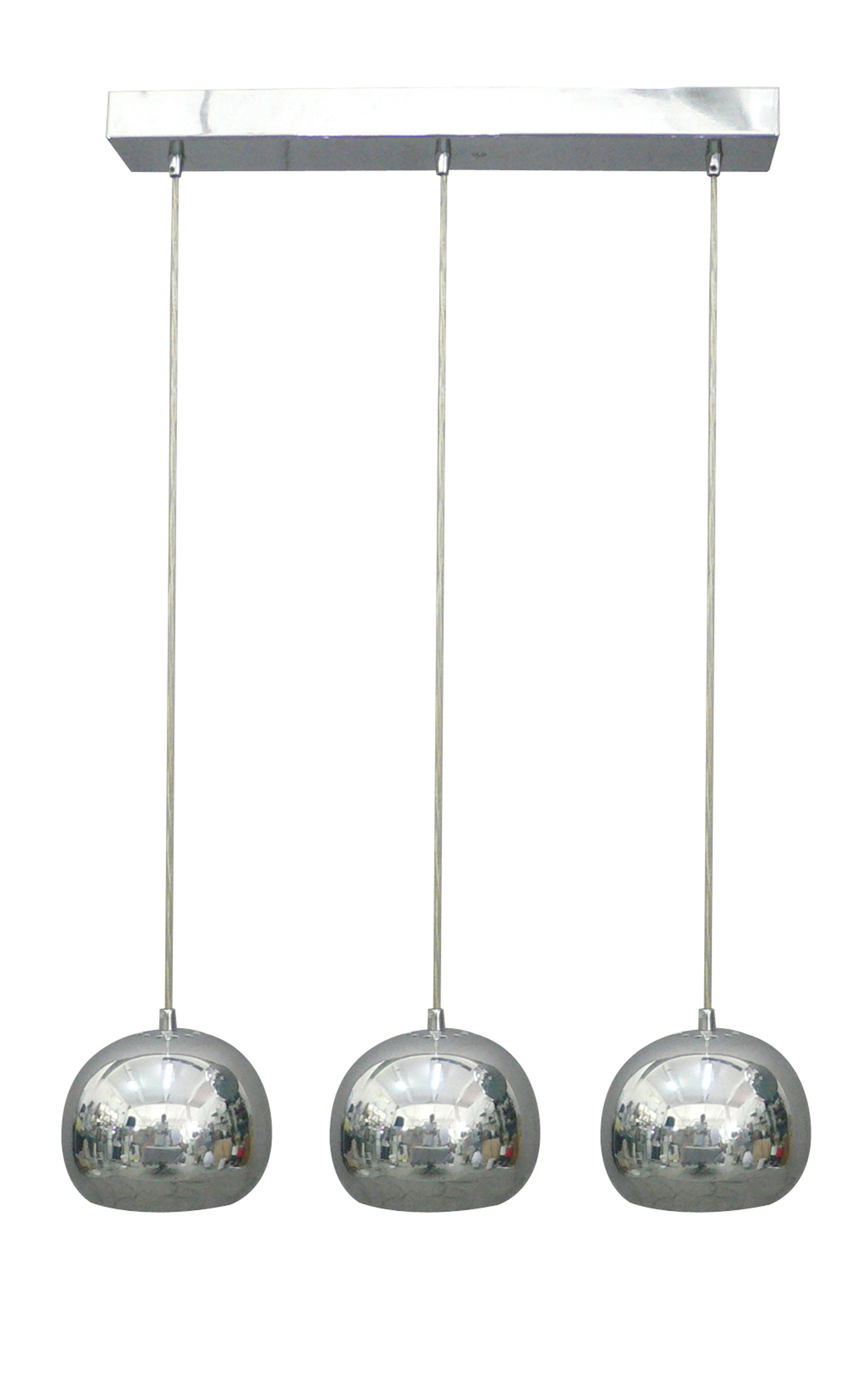 Lumes Hängelampe, 3-flammig, chromfarben