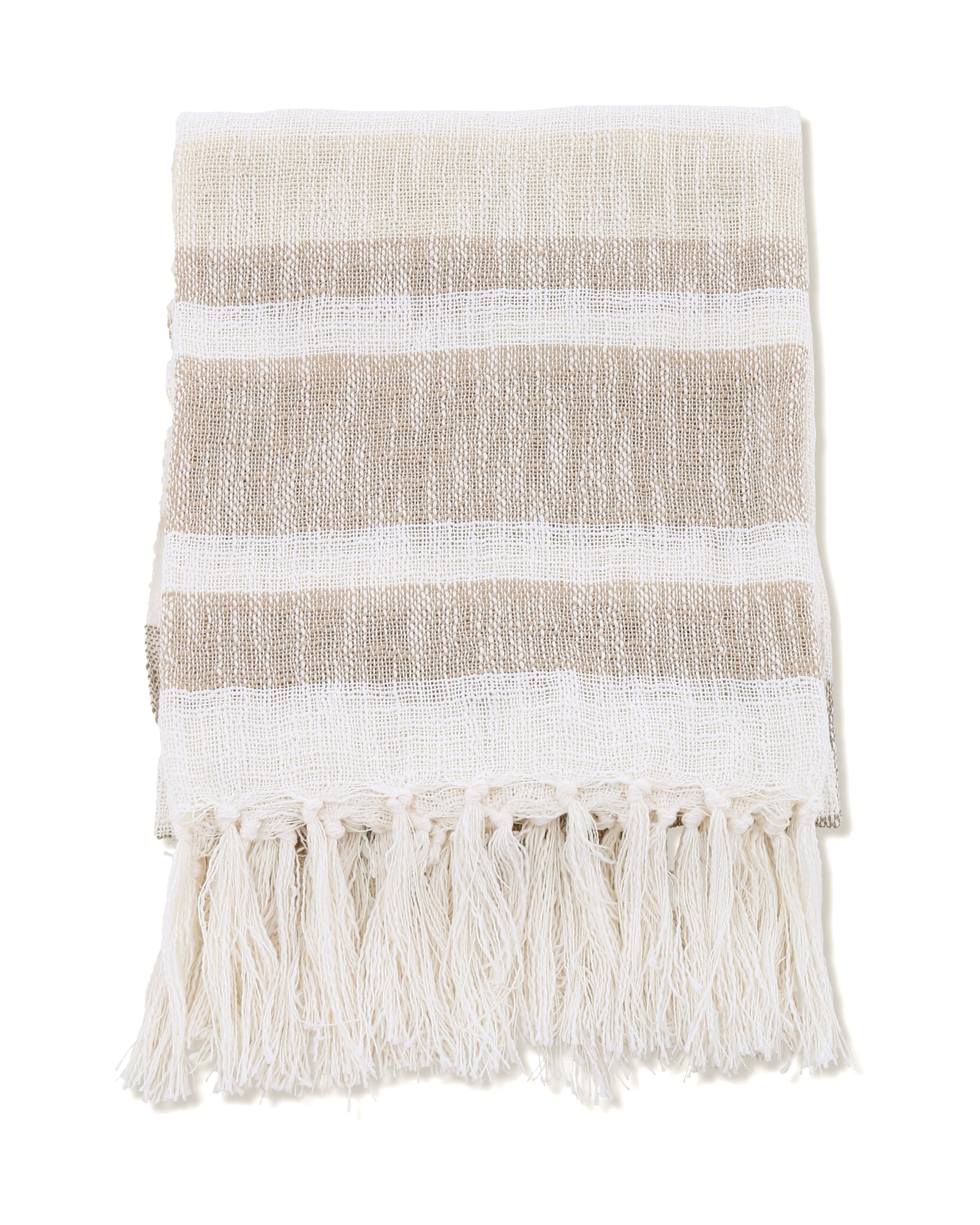 Sandy Plaid in Beige aus Flammgarn mit Fransen