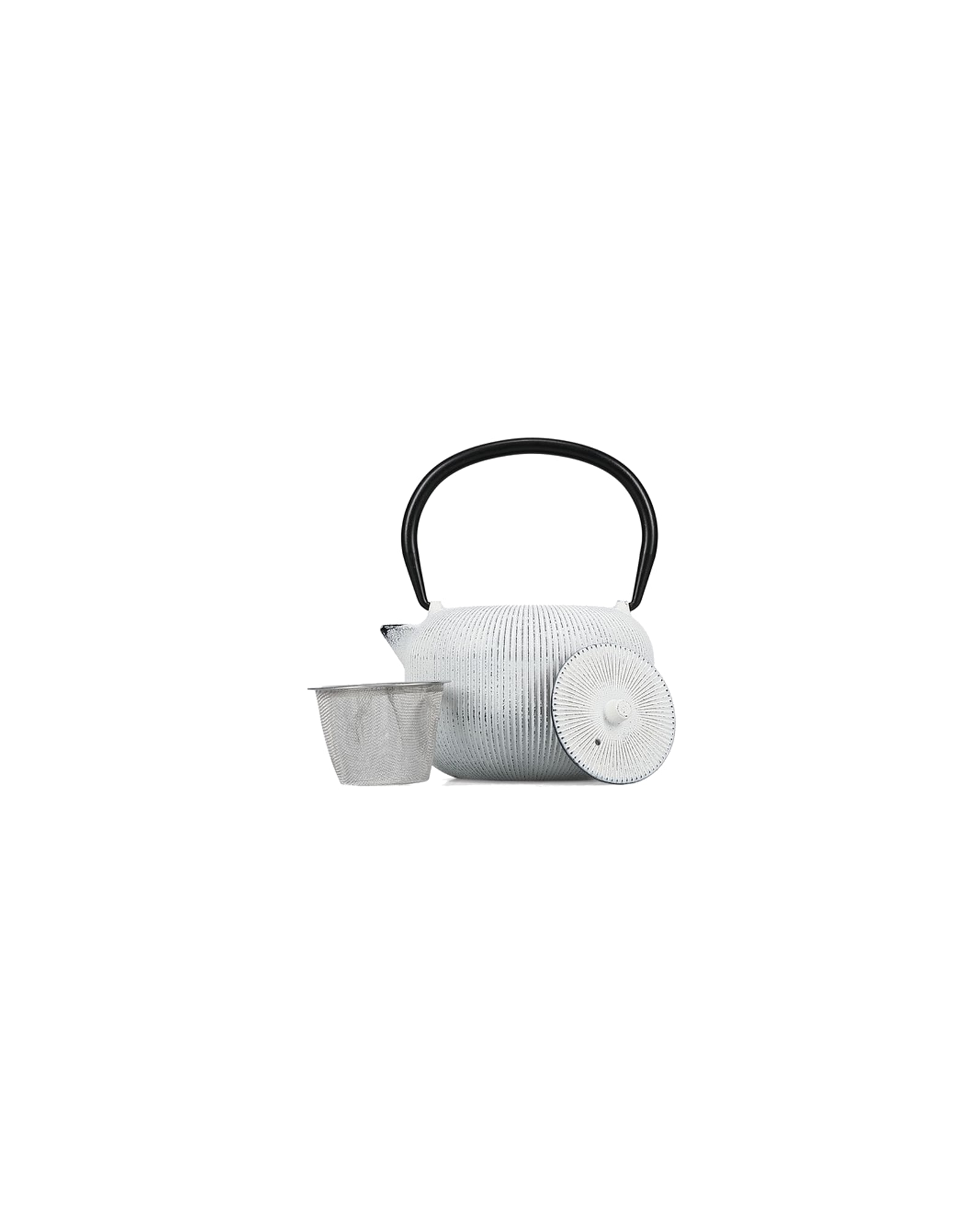Sencha Teekanne aus Gusseisen, Linien Weiß, 700 ml, Ansicht 3