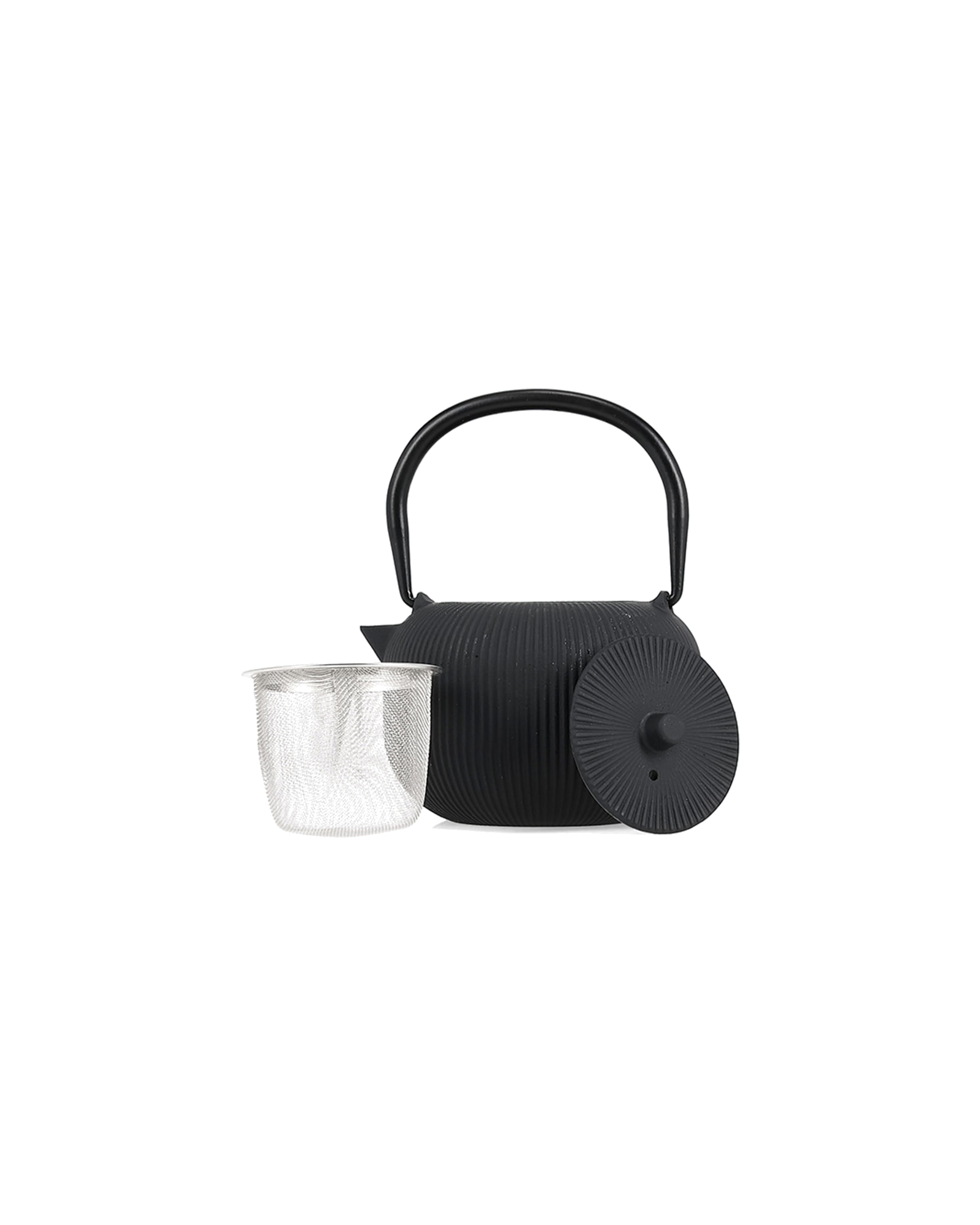 Sencha Teekanne aus Gusseisen, Linien Schwarz, 350 ml, Ansicht 3