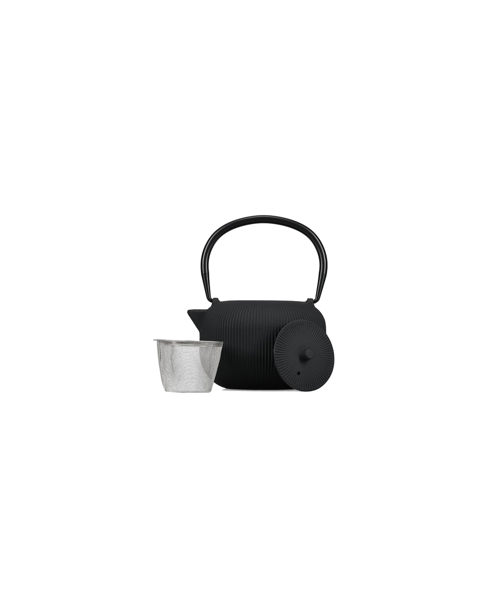 Sencha Teekanne aus Gusseisen, Linien Schwarz, 700 ml, Ansicht 2
